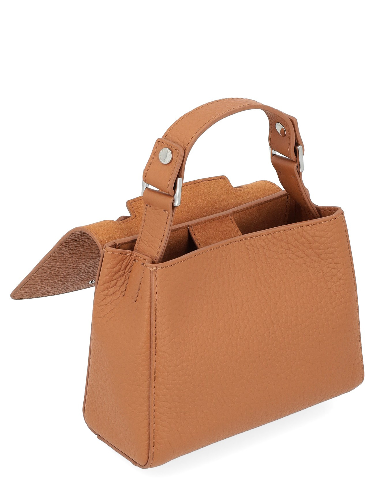 Orciani Soft Mini Bag in leather-textured brown leather | H-Brands