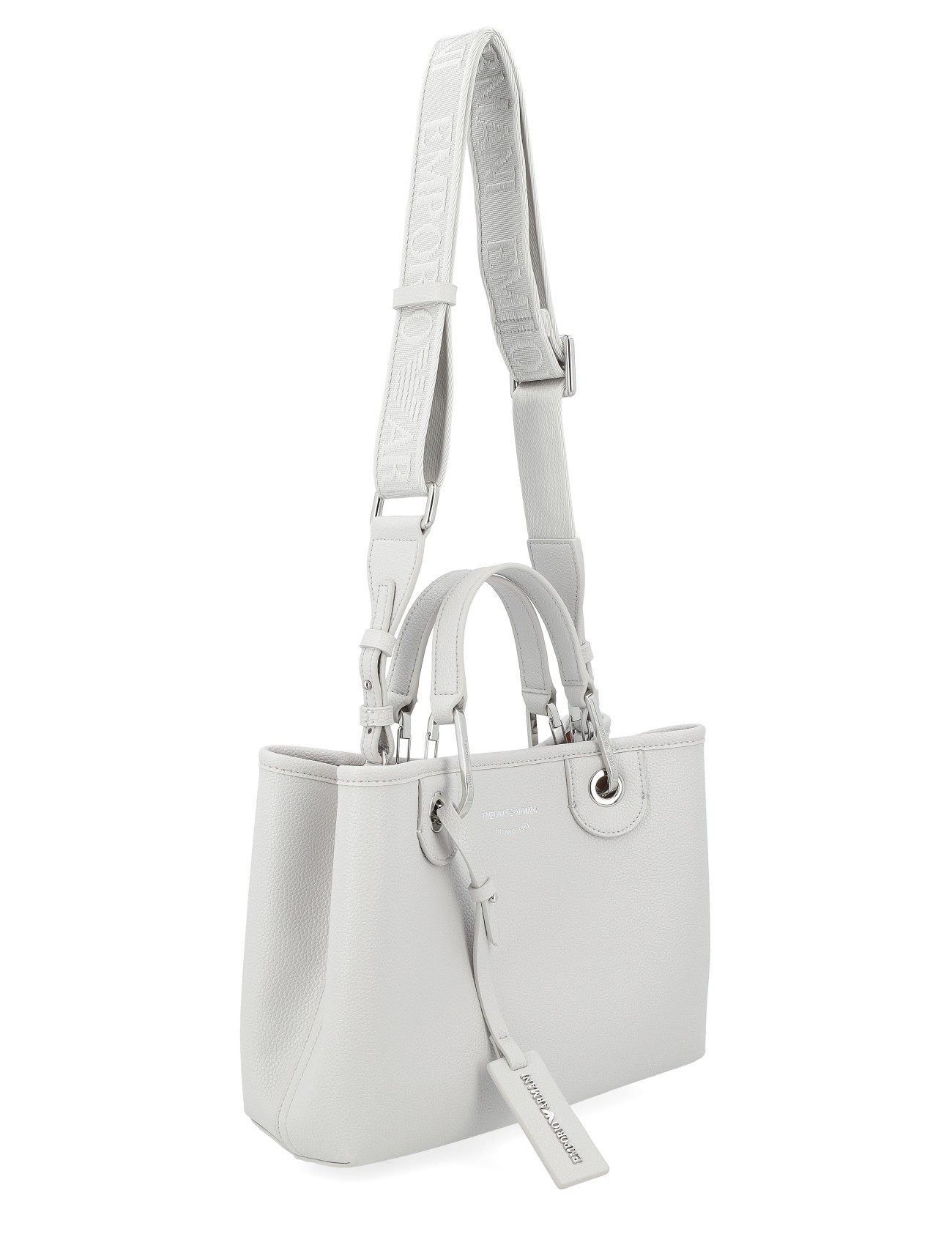 Emporio Armani Shopper Myea bag in pearl gray vegan leather H-Brands