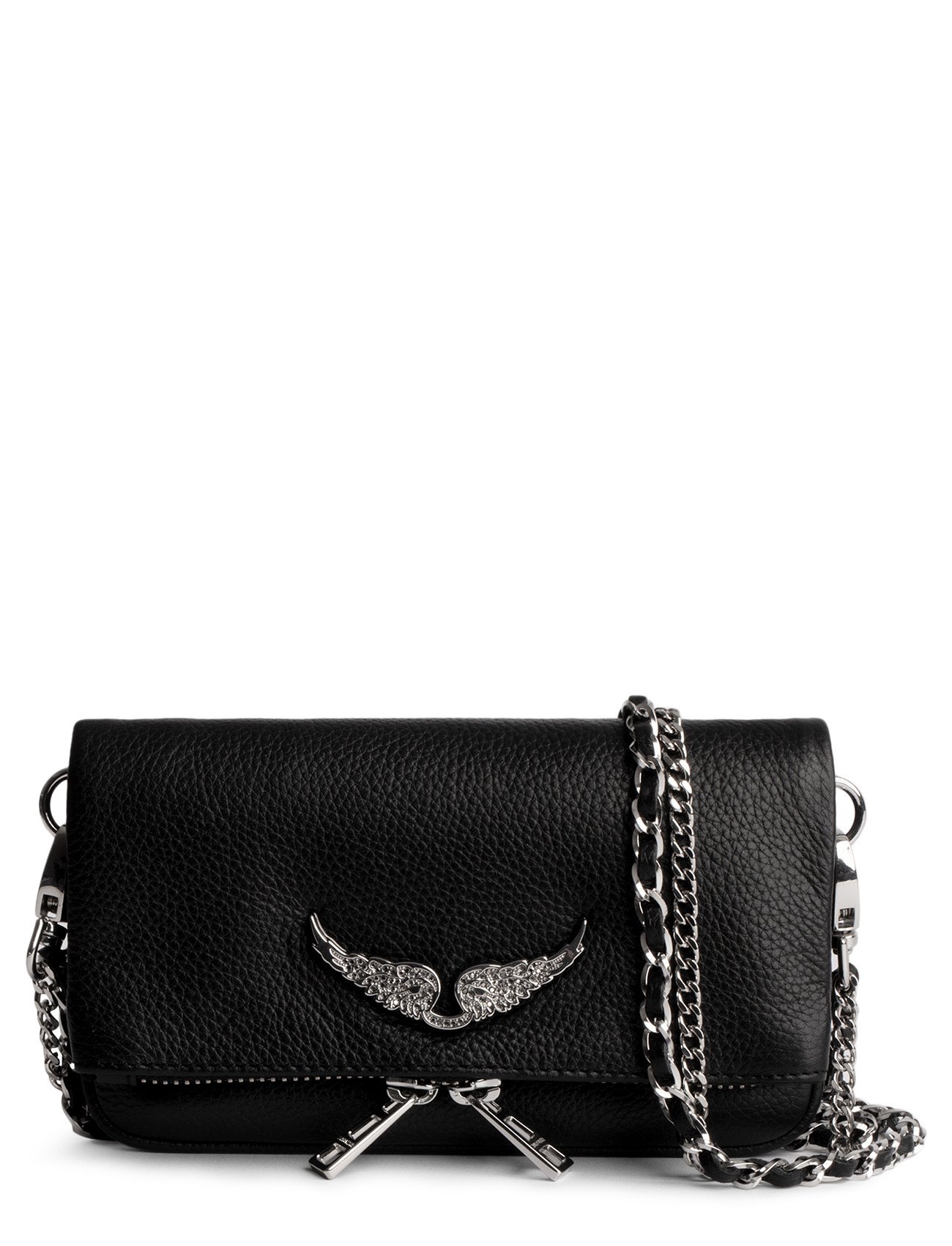 Zadig&Voltaire Rock Nano Swing Your Wings Clutch in Black Leather