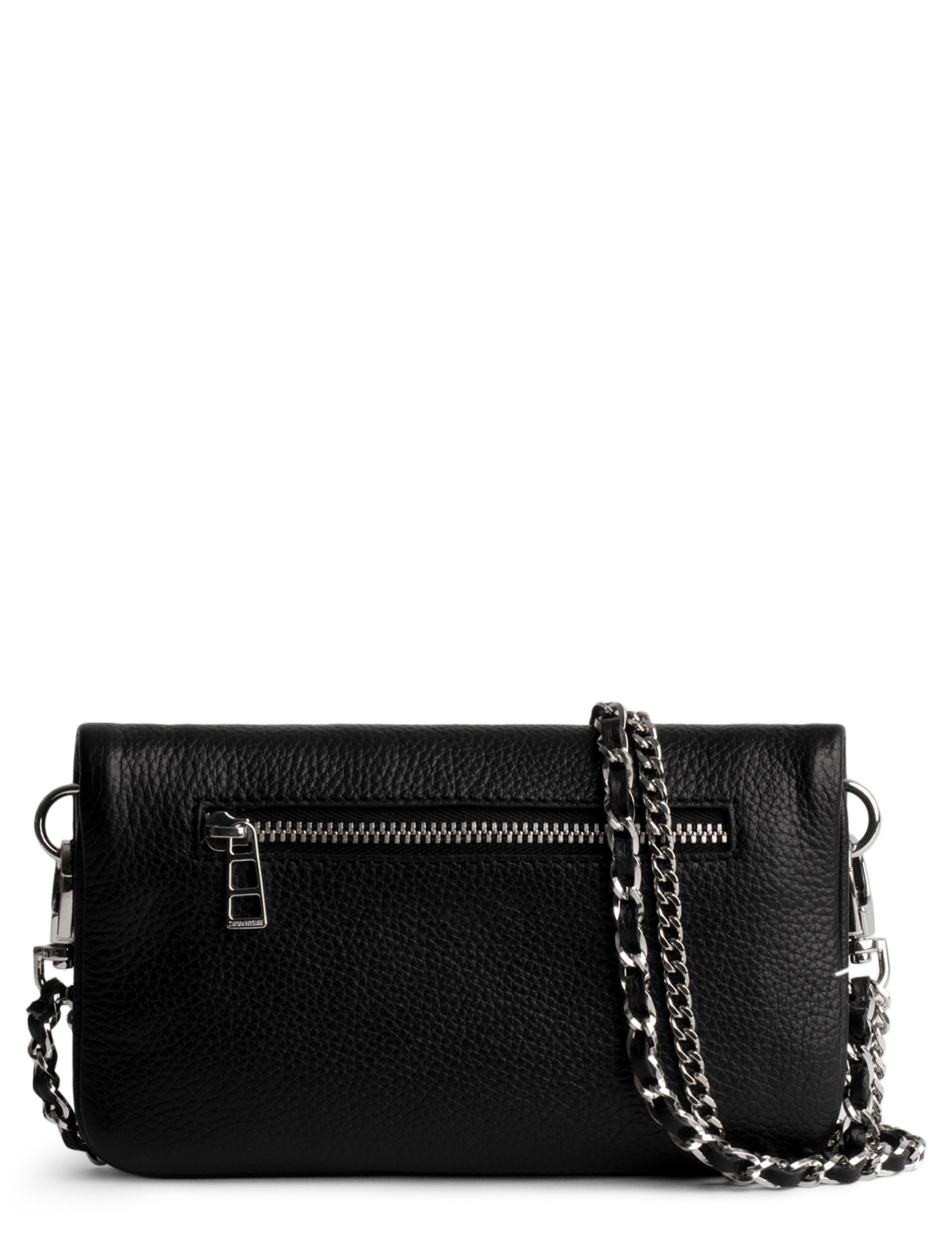 パ*ン様 wingrock 小メタル Zadig&Voltaire Rock Nano Swing Your Wings Clutch in Black Leather