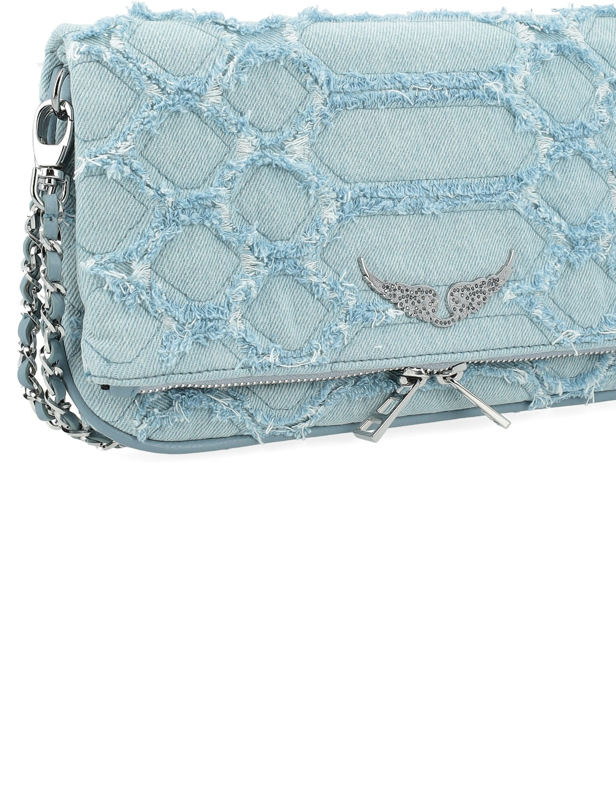 ザディグ・エ・ヴォルテール ロックリング Zadig&Voltaire Rock clutch bag in light blue denim | H-Brands