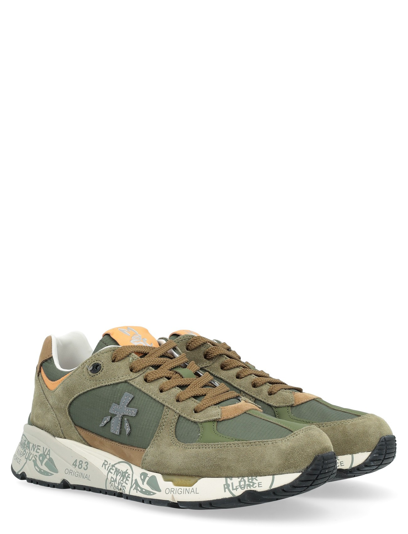 Premiata 7235 Sneakers in Green Leather and Fabric | H-Brands