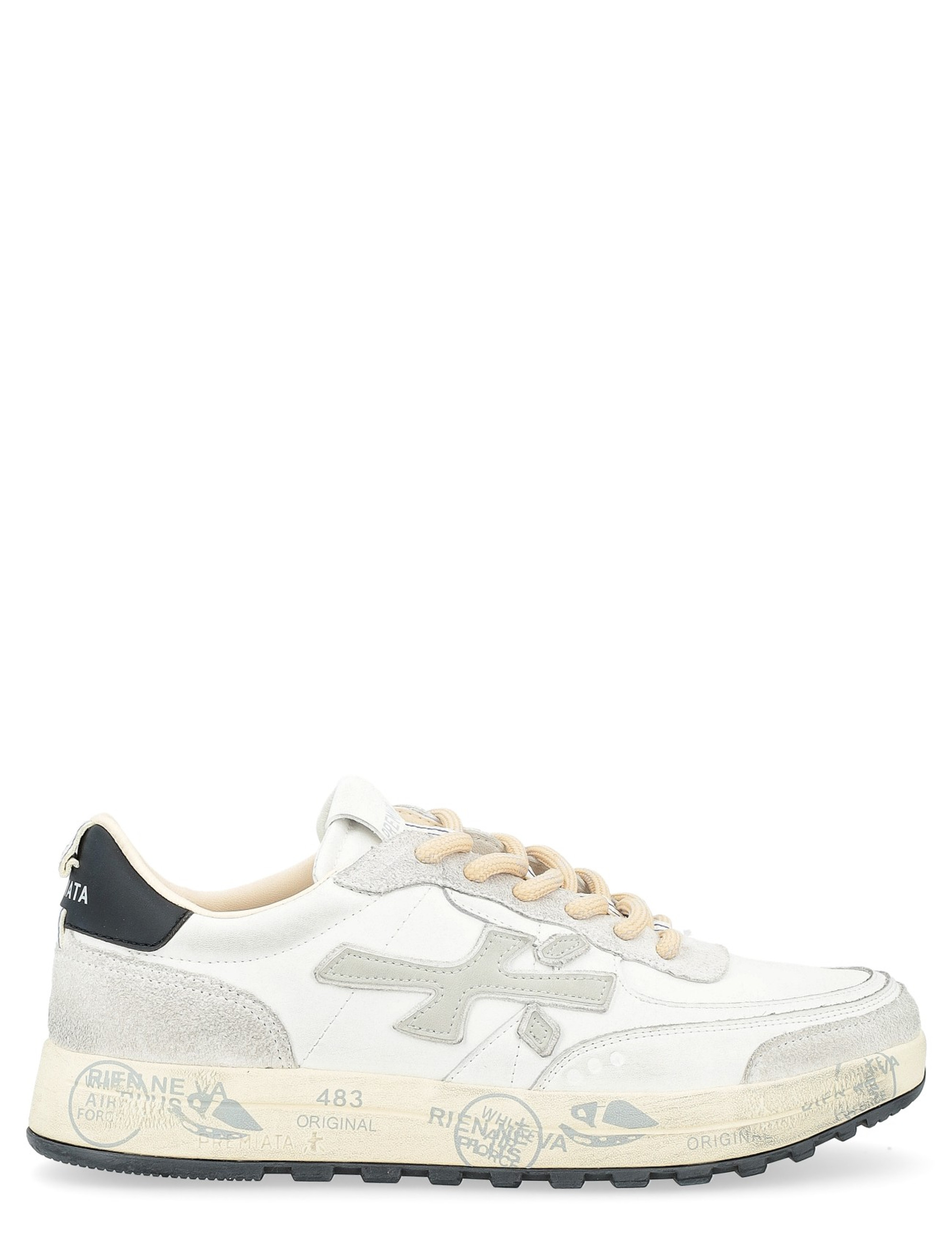 Sneaker Premiata Nous 7233 in pelle bianca e grigia