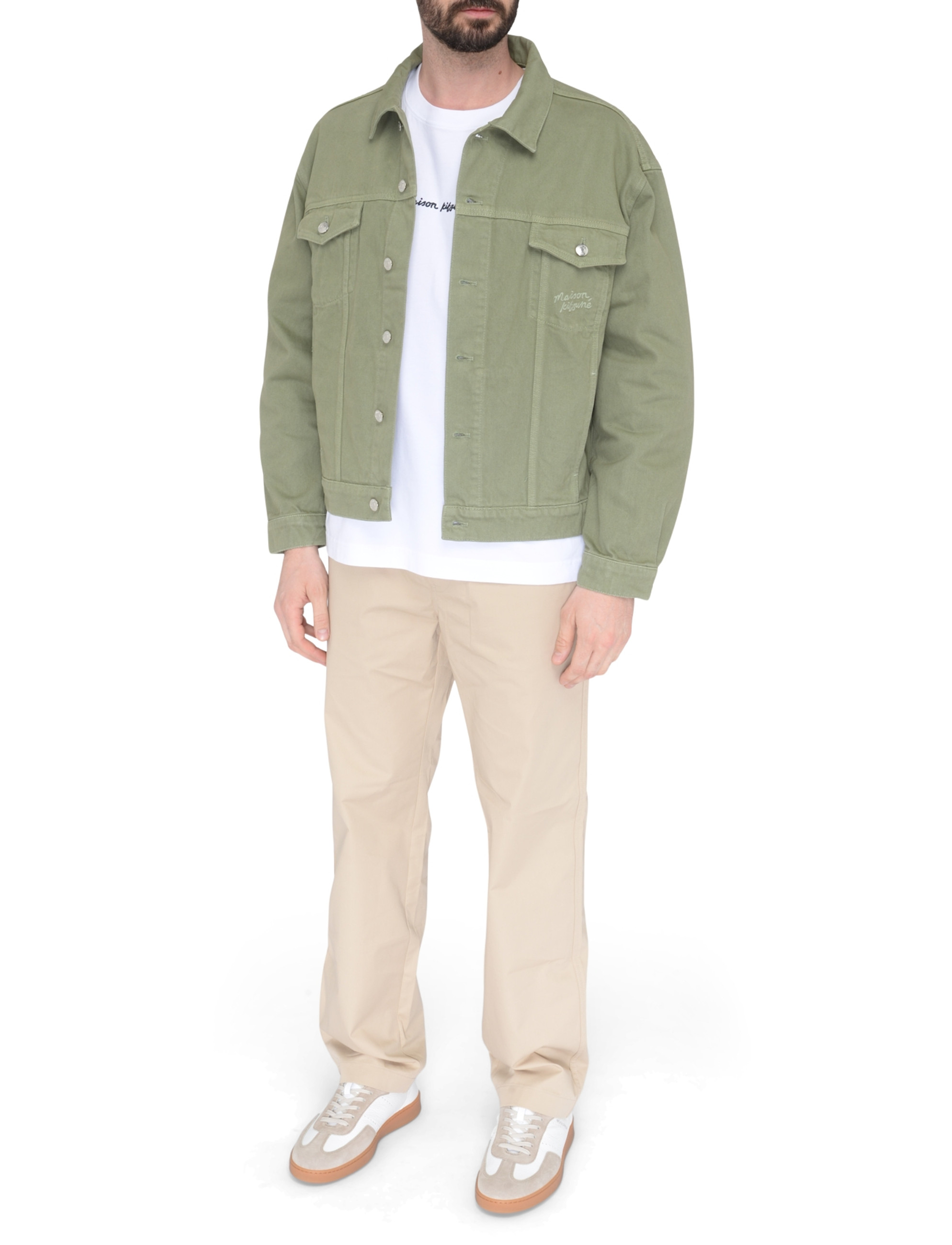Maison Kitsuné Trucker jacket in green denim | H-Brands