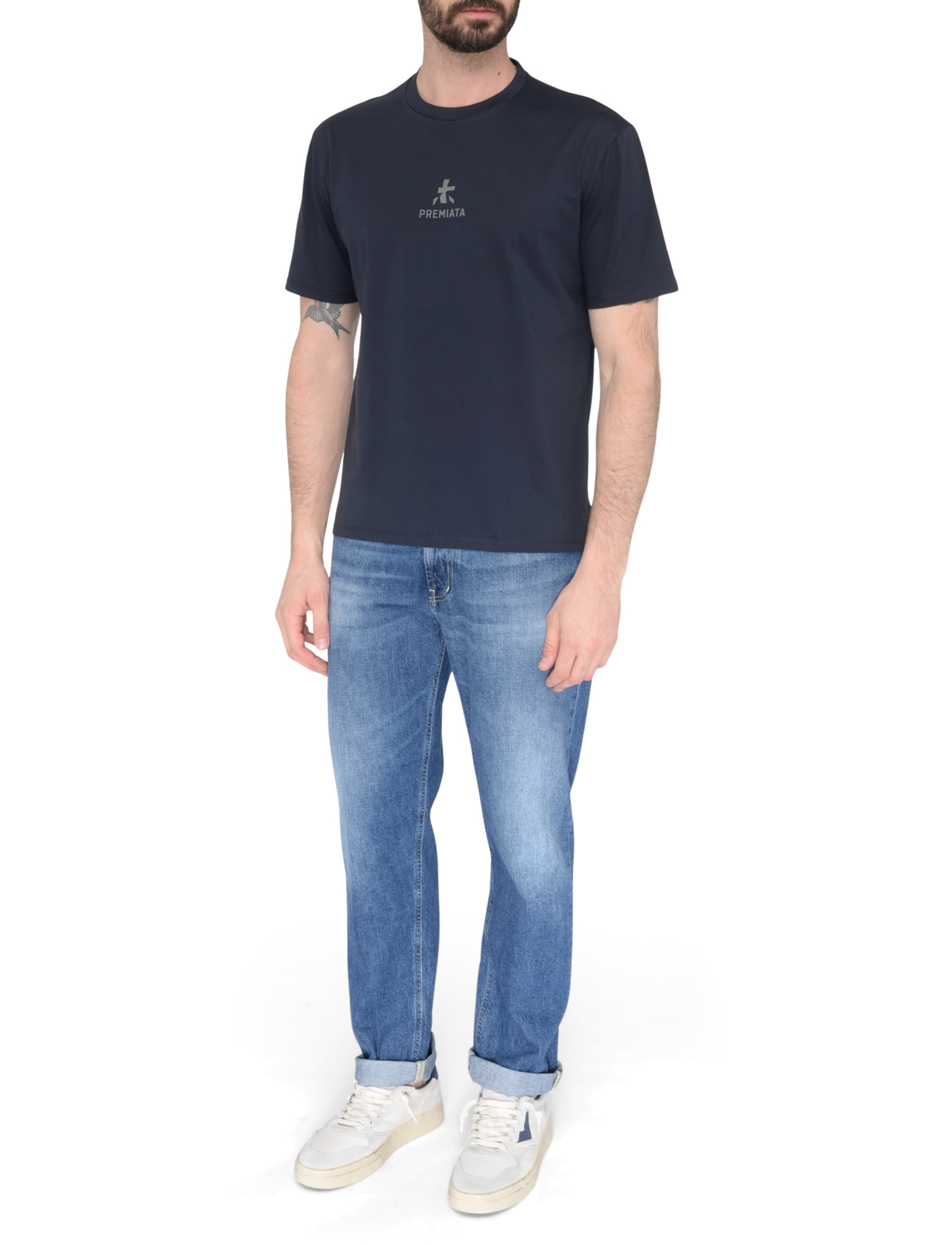 Tシャツ・カットソー PREMIATA SS25 Cotton jersey T-shirt (PA1019 BLUE) Premiata T-shirt in blue cotton | H-Brands