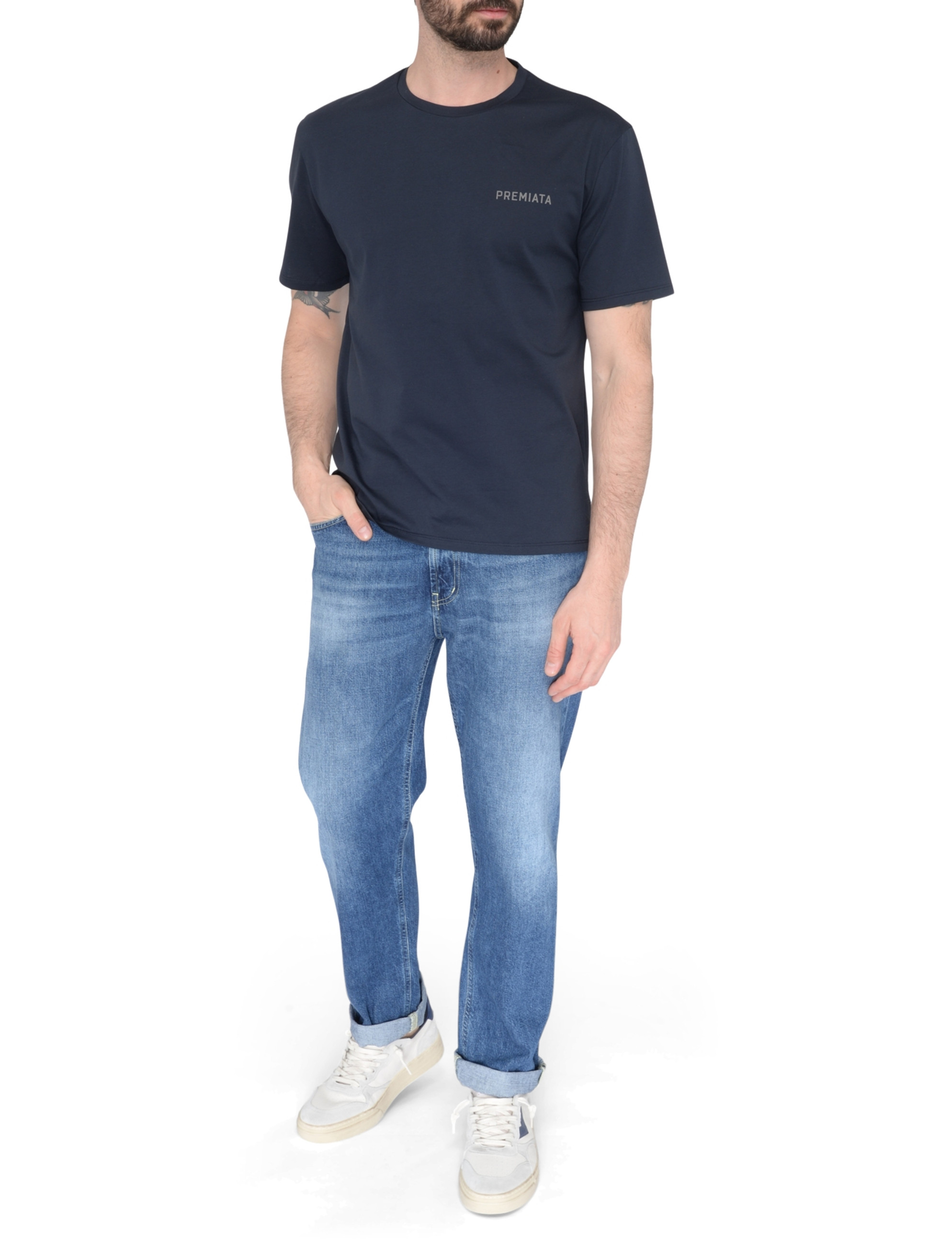 Tシャツ・カットソー PREMIATA SS25 Cotton jersey T-shirt (PA1019 BLUE) Premiata T-shirt in blue cotton jersey | H-Brands