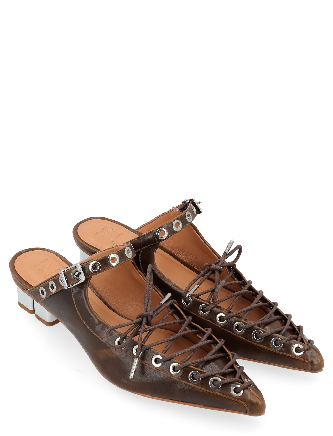 Ganni mules Ganni olive green recycled leather | H-Brands