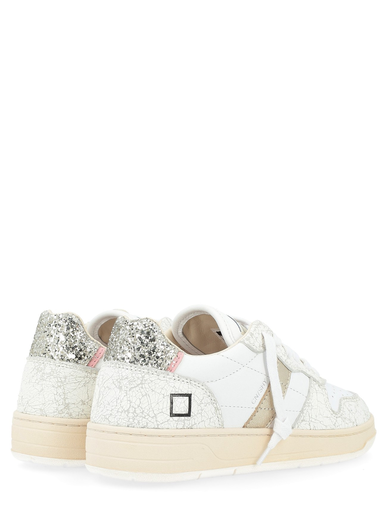 Sneaker D.A.T.E. Court Shiny in pelle bianca e craquelè | H-Brands