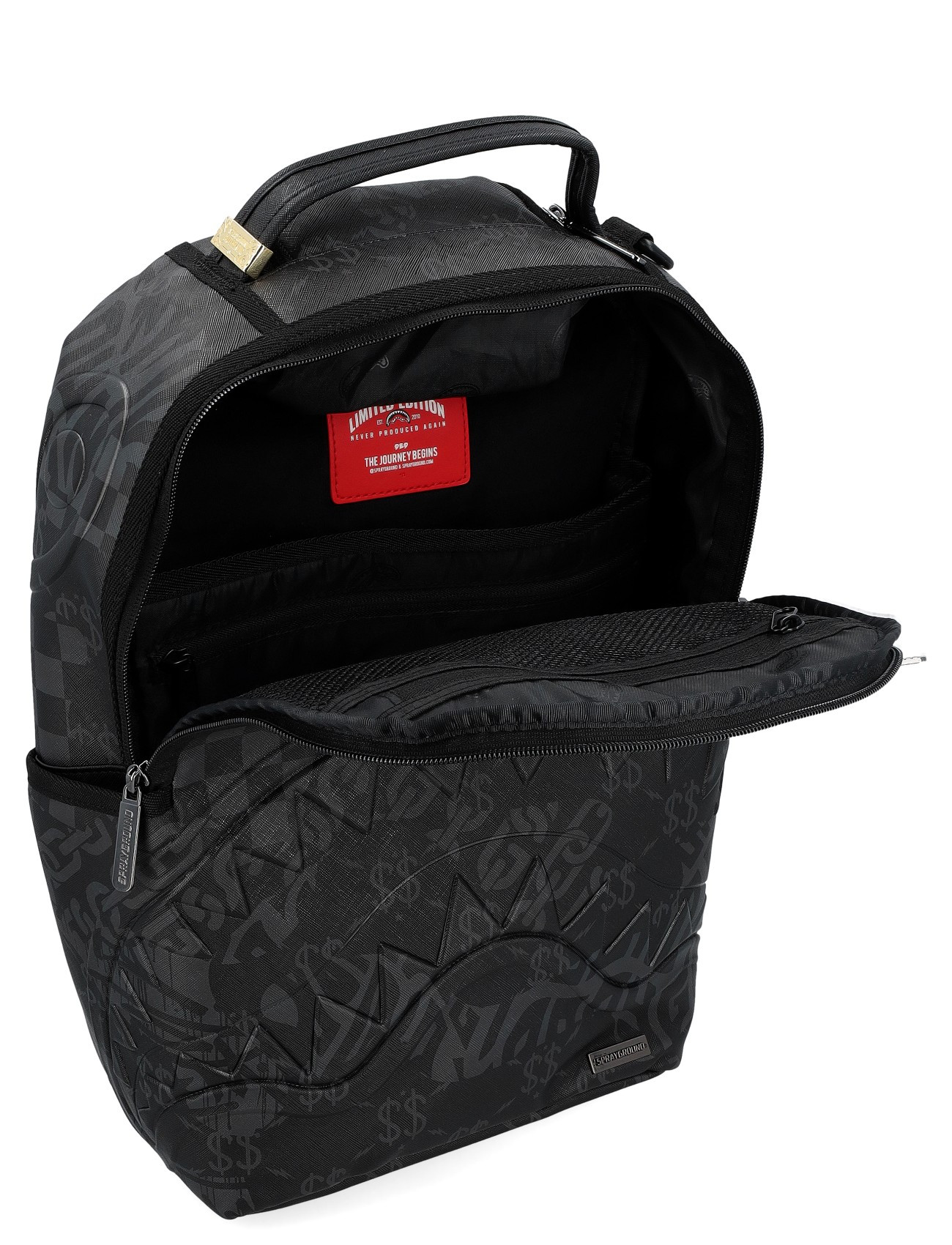 Sprayground AM Check Backpack in Black Vegan Leather | H-Brands