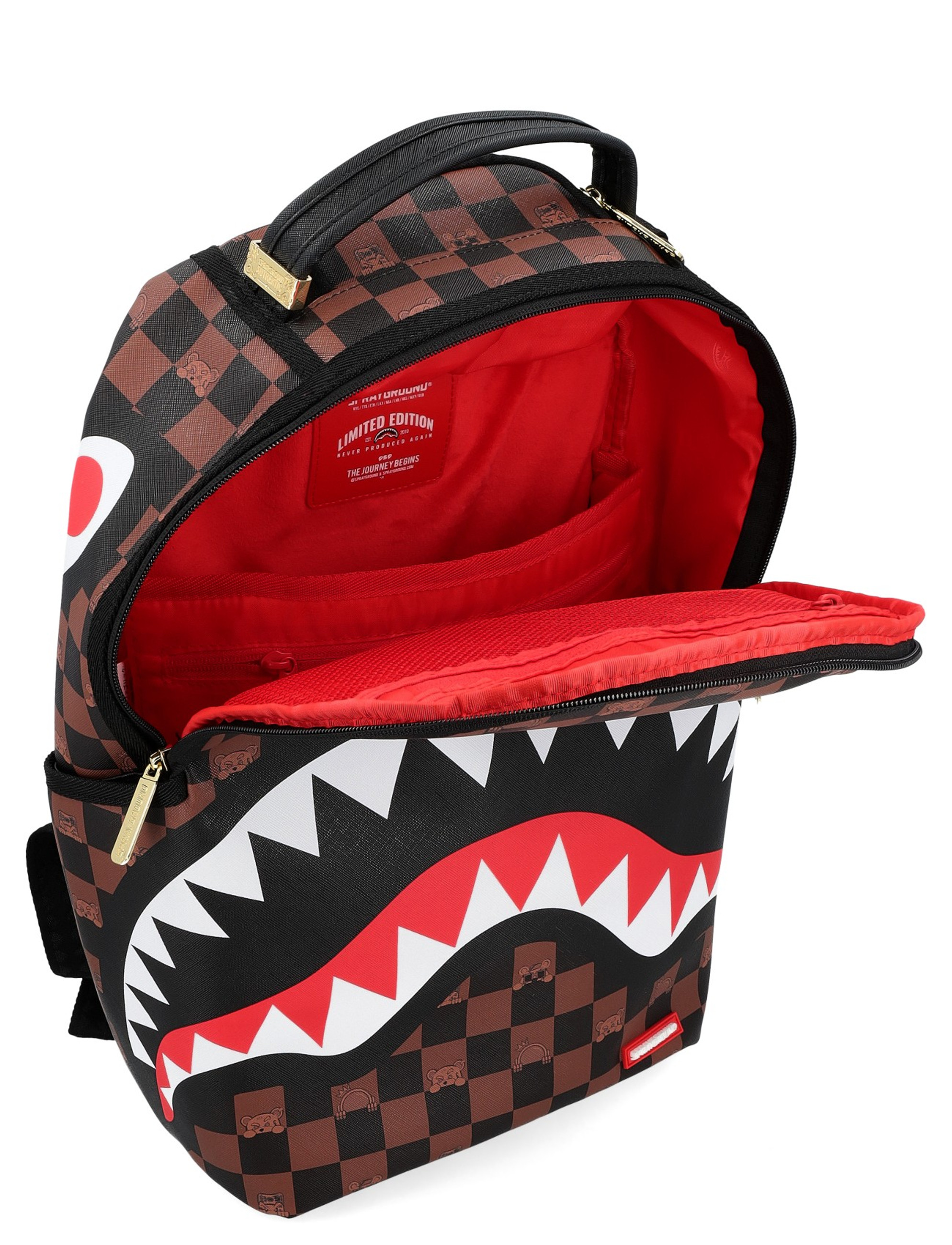 【Sprayground】PEEKING CHARACTER CHECK リュック Sprayground Peeking Character Check backpack in brown vegan