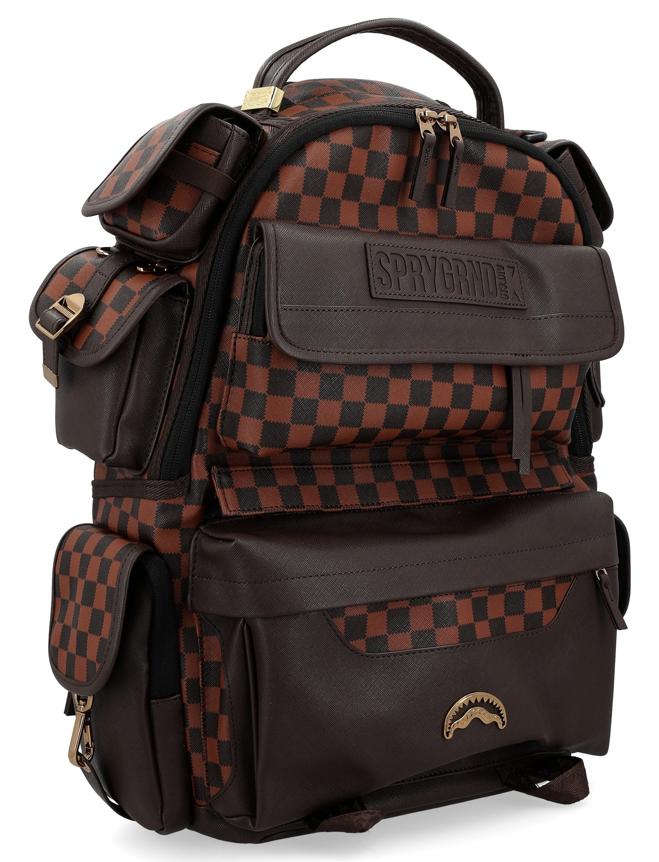 Sprayground Ops Pixel Emboss Backpack in Brown Vegan Leather | H