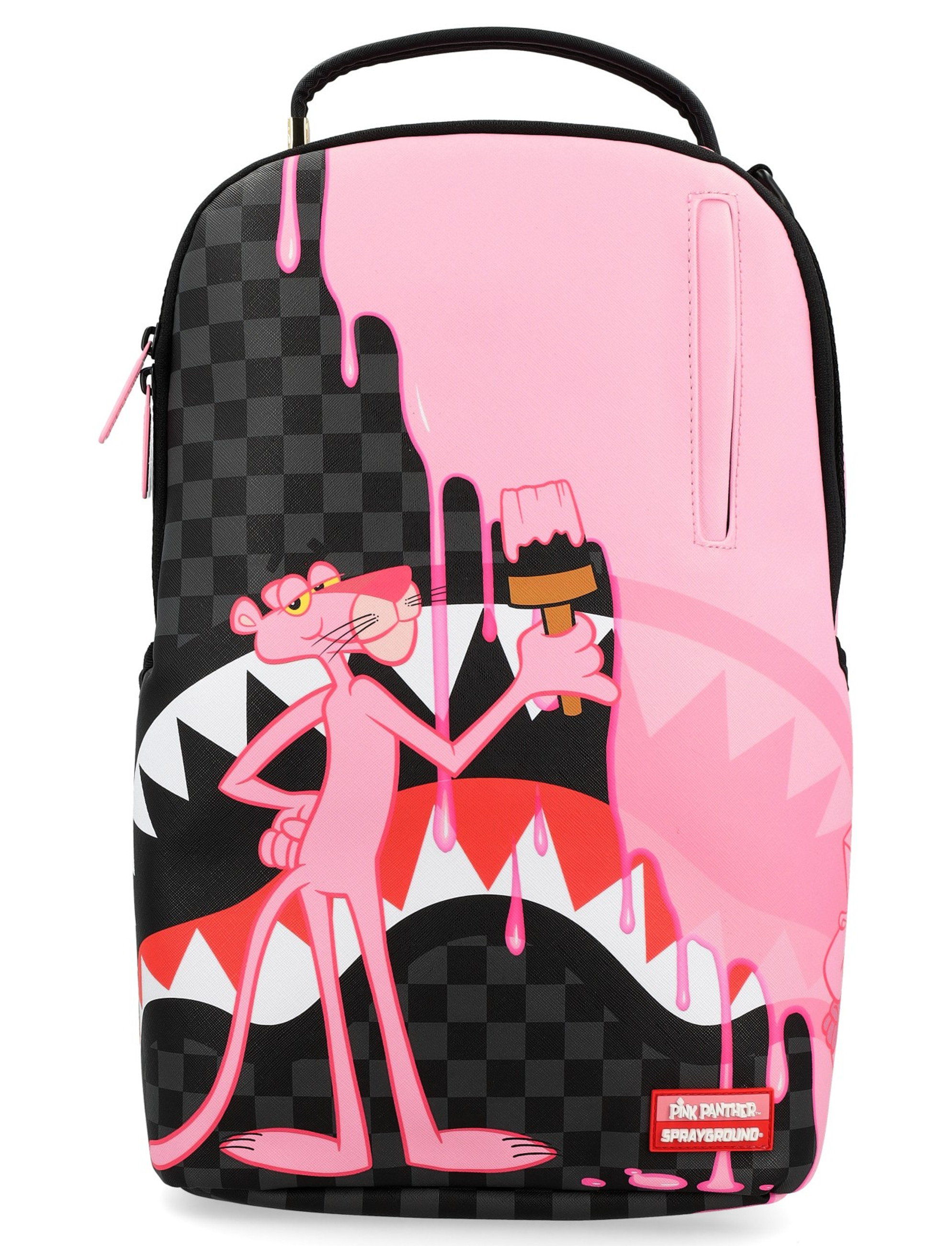 Sprayground Pink Panther Halfpainted backpack in black and