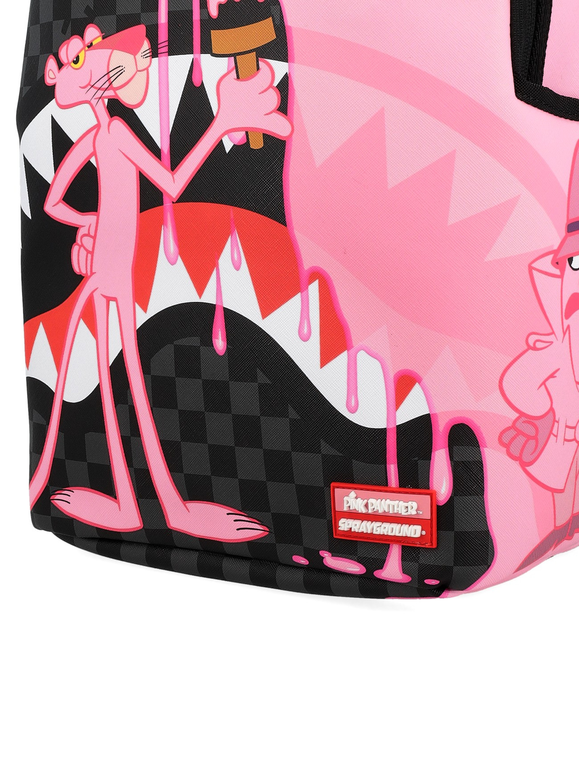 Sprayground Pink Panther Halfpainted backpack in black and
