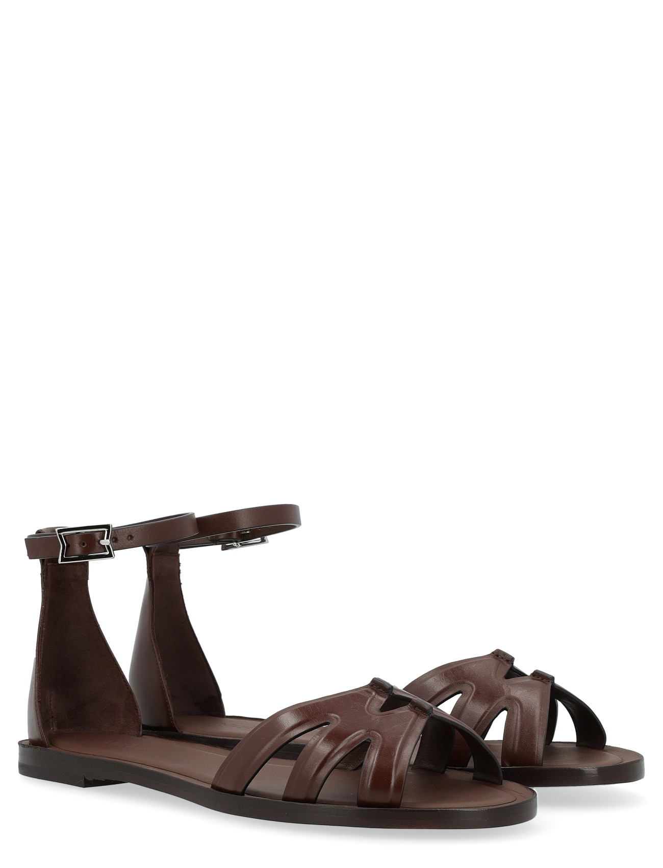 Flat Sandals Max Sandals Max Mara Flat Sandal In Brown Leather H