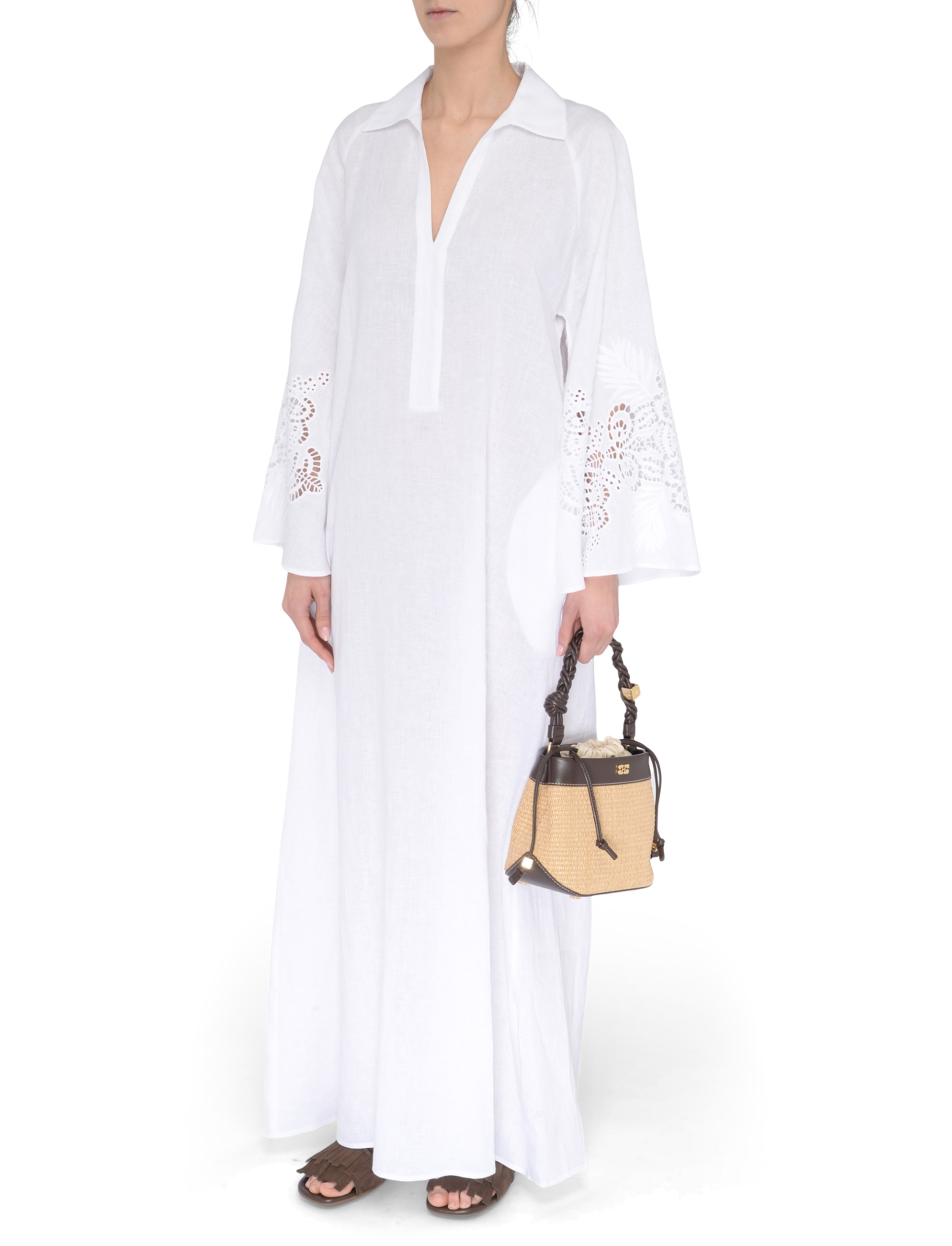 ワンピース MAX MARA STUDIO Woman Dress Ivory 2516221184600 001 Max Mara Studio Strange dress in white linen | H-Brands