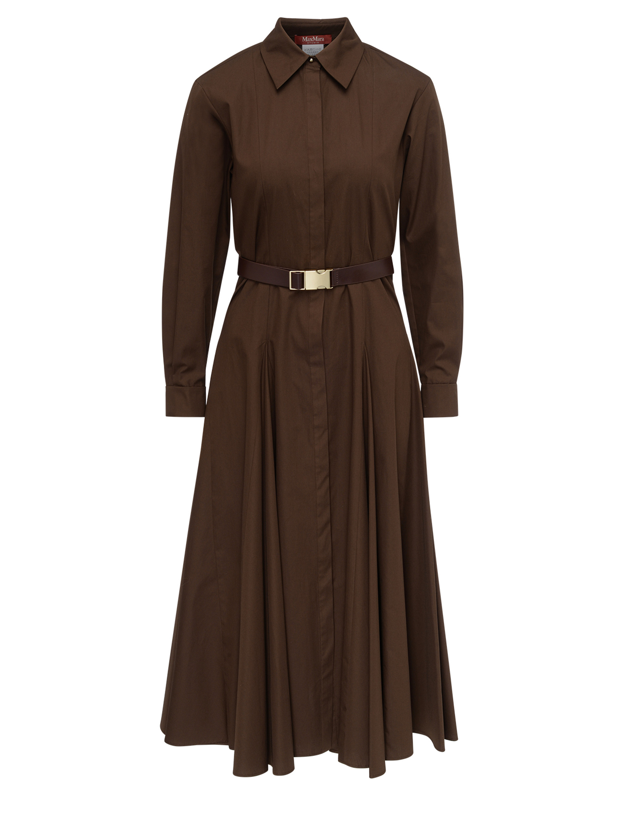 パーティードレス Max Mara DANCING - Cotton chemise dress Max Mara Studio Dancing dress in brown cotton | H-Brands