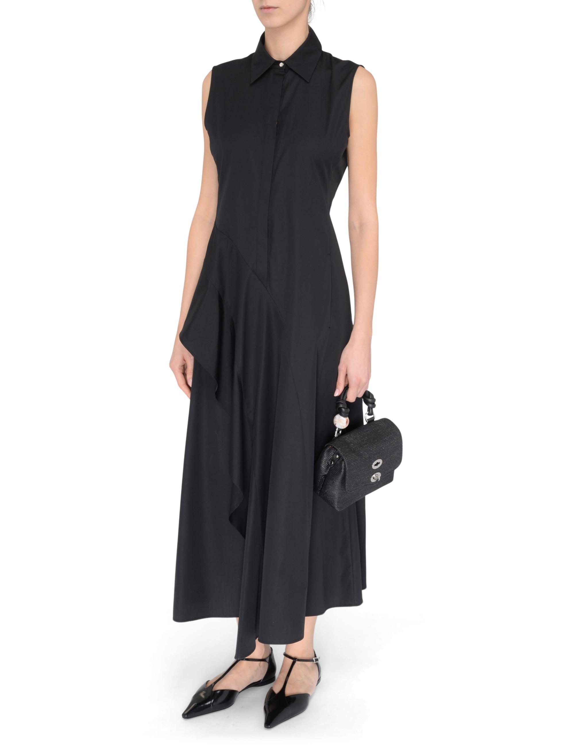 ワンピース MAX MARA STUDIO Woman Dress Black 2516221112600 004 Max Mara Studio Keras black poplin dress | H-Brands