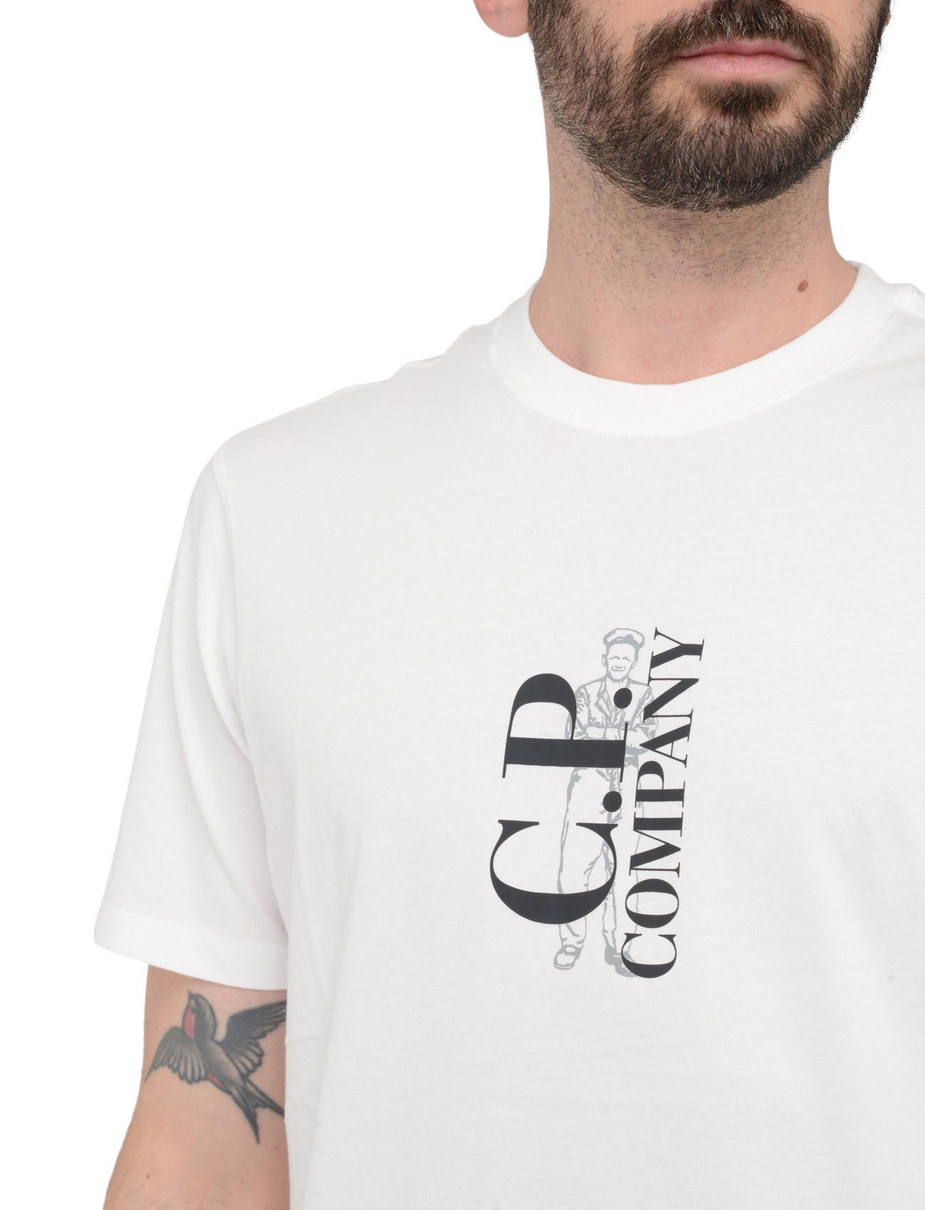 C.P. Company Logo White Cotton T-Shirt | H-Brands