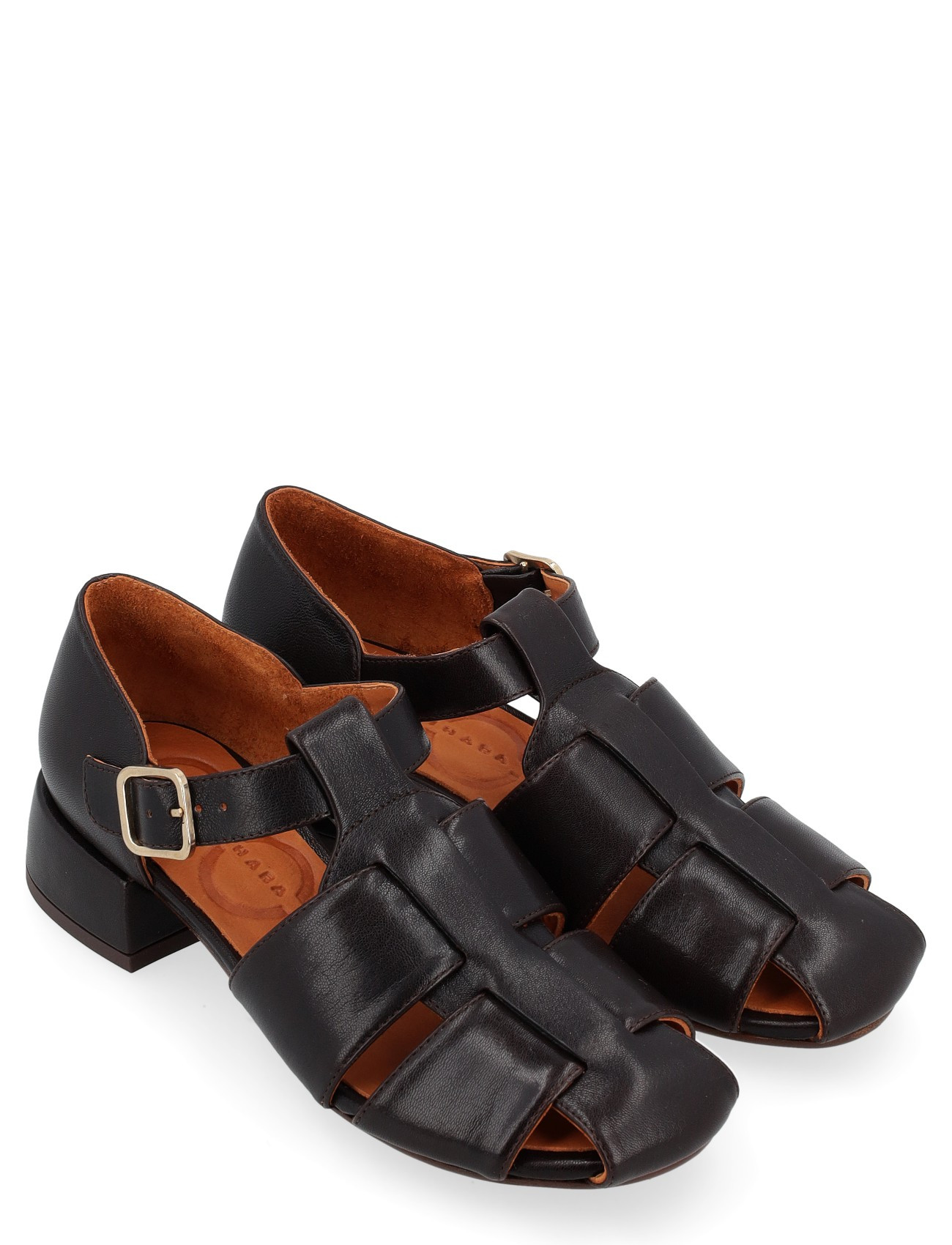 Chie Mihara Ukida model sandal made of dark brown leather