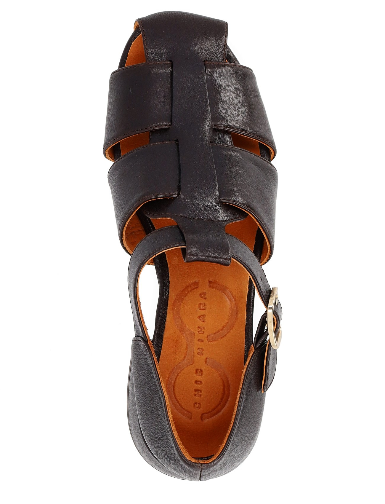 Chie Mihara Ukida model sandal made of dark brown leather