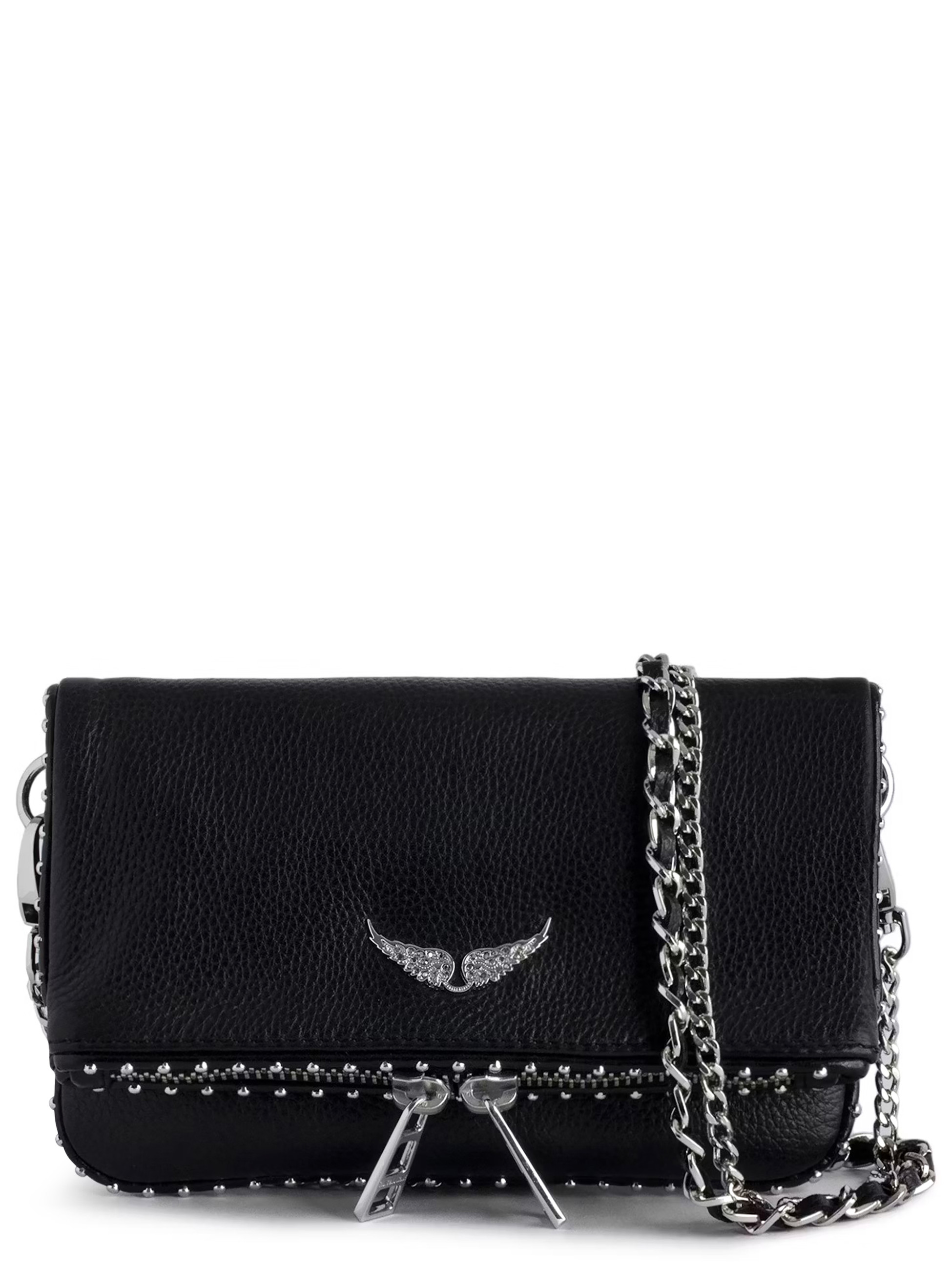 Zadig&Voltaire Rock Nano Studs Clutch in Black Leather | H-Brands