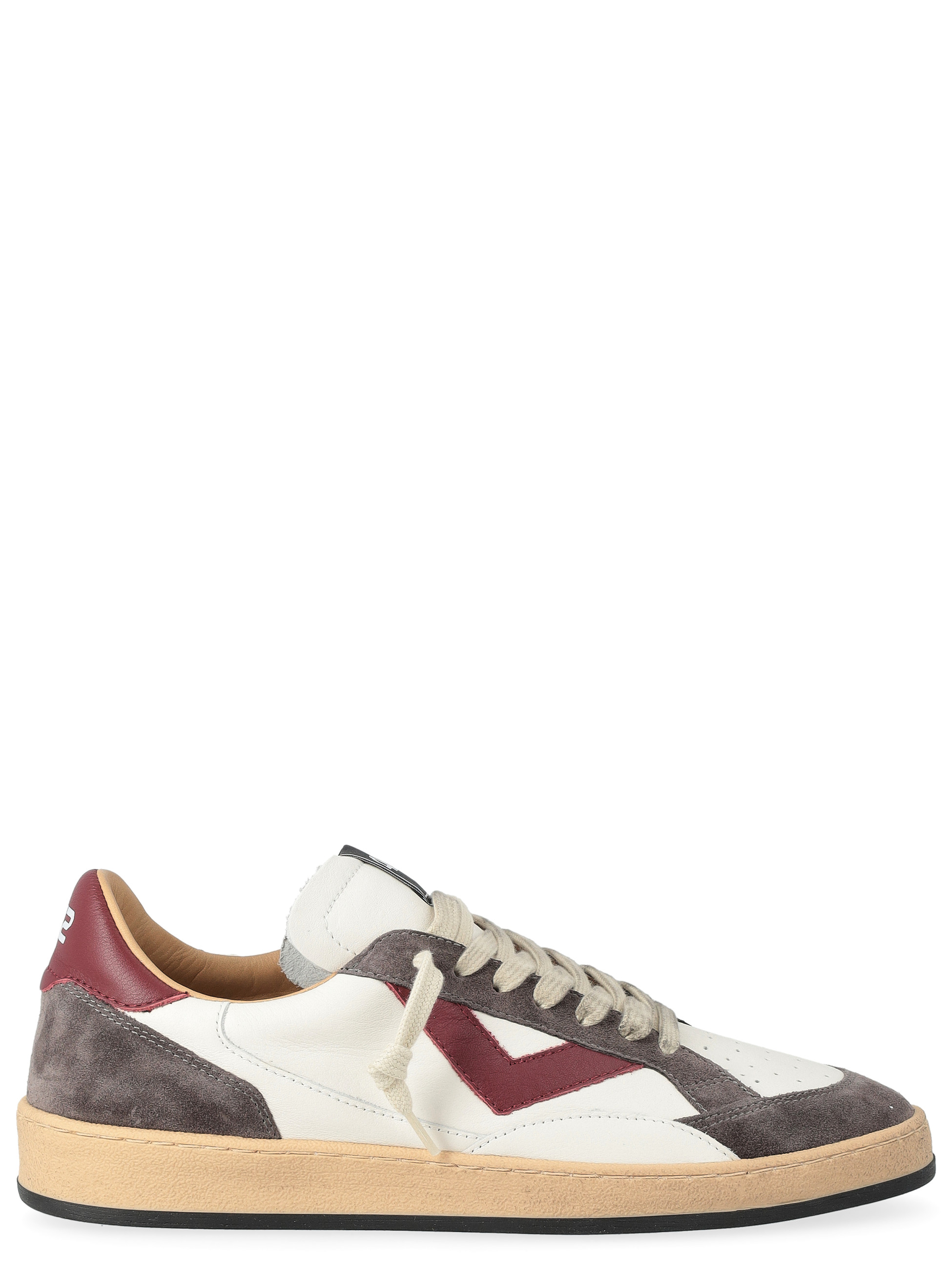 Zapatilla 4B12 Play New en piel y ante blanco, rojo y gris