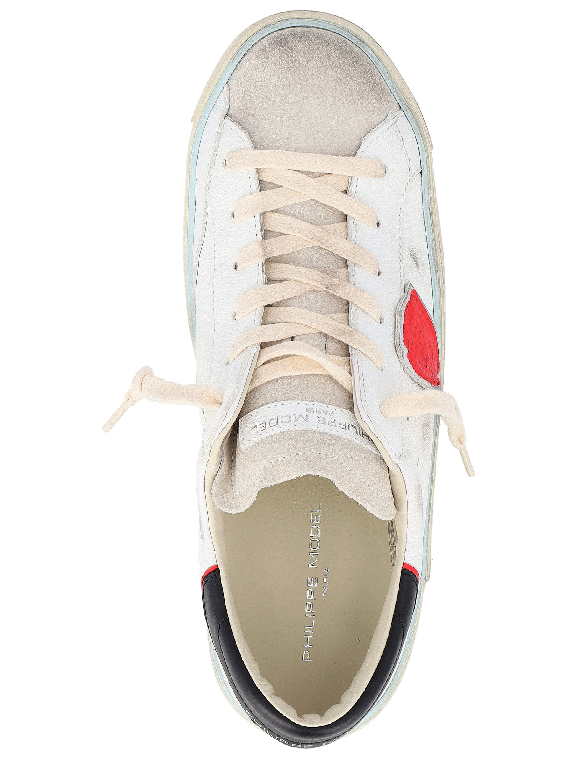 Philippe Model Sneakers in White, Black, and Red Leather | H-Brands