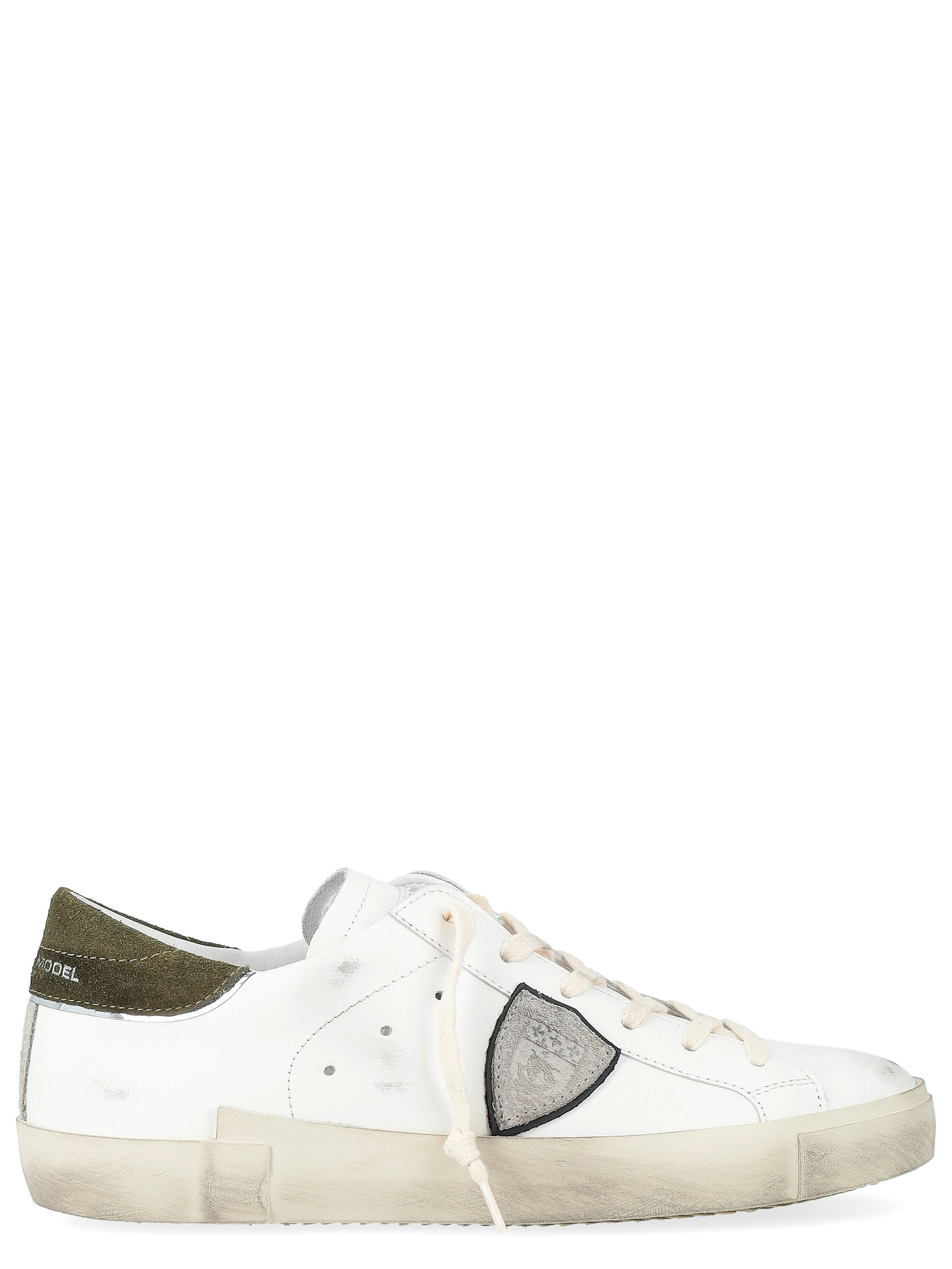 m*5様 PHILIPPE MODEL PRLU WX14 USED加工 【新品 Philippe Model Sneakers in White and Green Leather | H-Brands