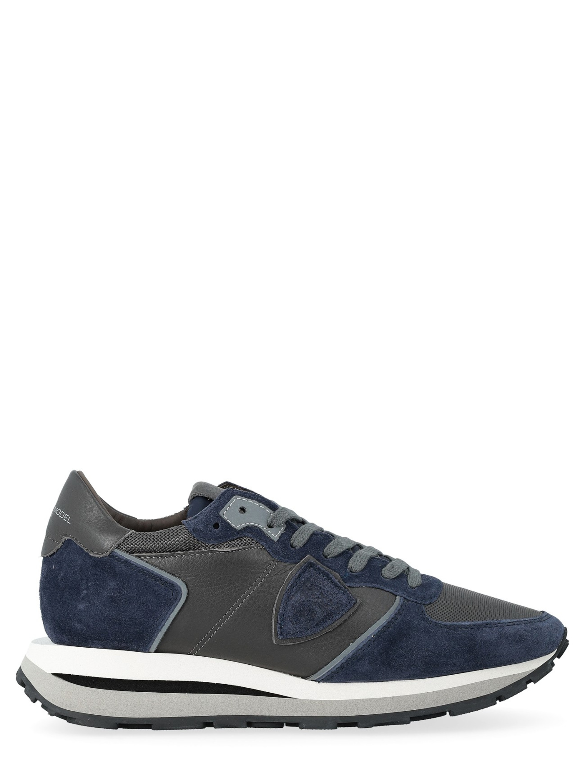 Sneaker Philippe Model Tropez Haute in pelle blu e grigia Sneaker Philippe Model Tropez Haute in pelle blu e grigia