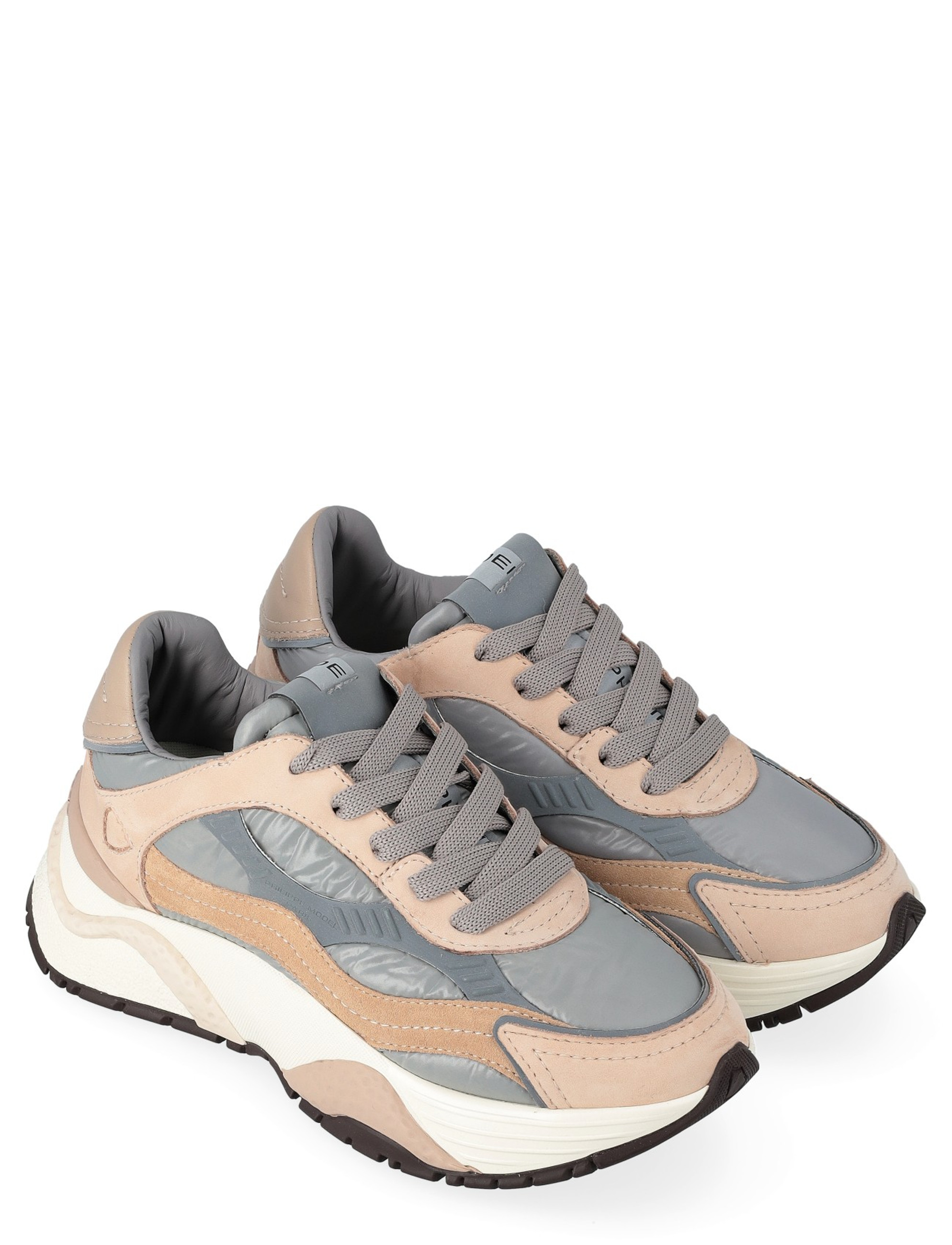 スニーカー Odeon Low Sneakers - Philippe Model - Leather - Grey Baskets Philippe Model Odeon en cuir gris et rose | H-Brands