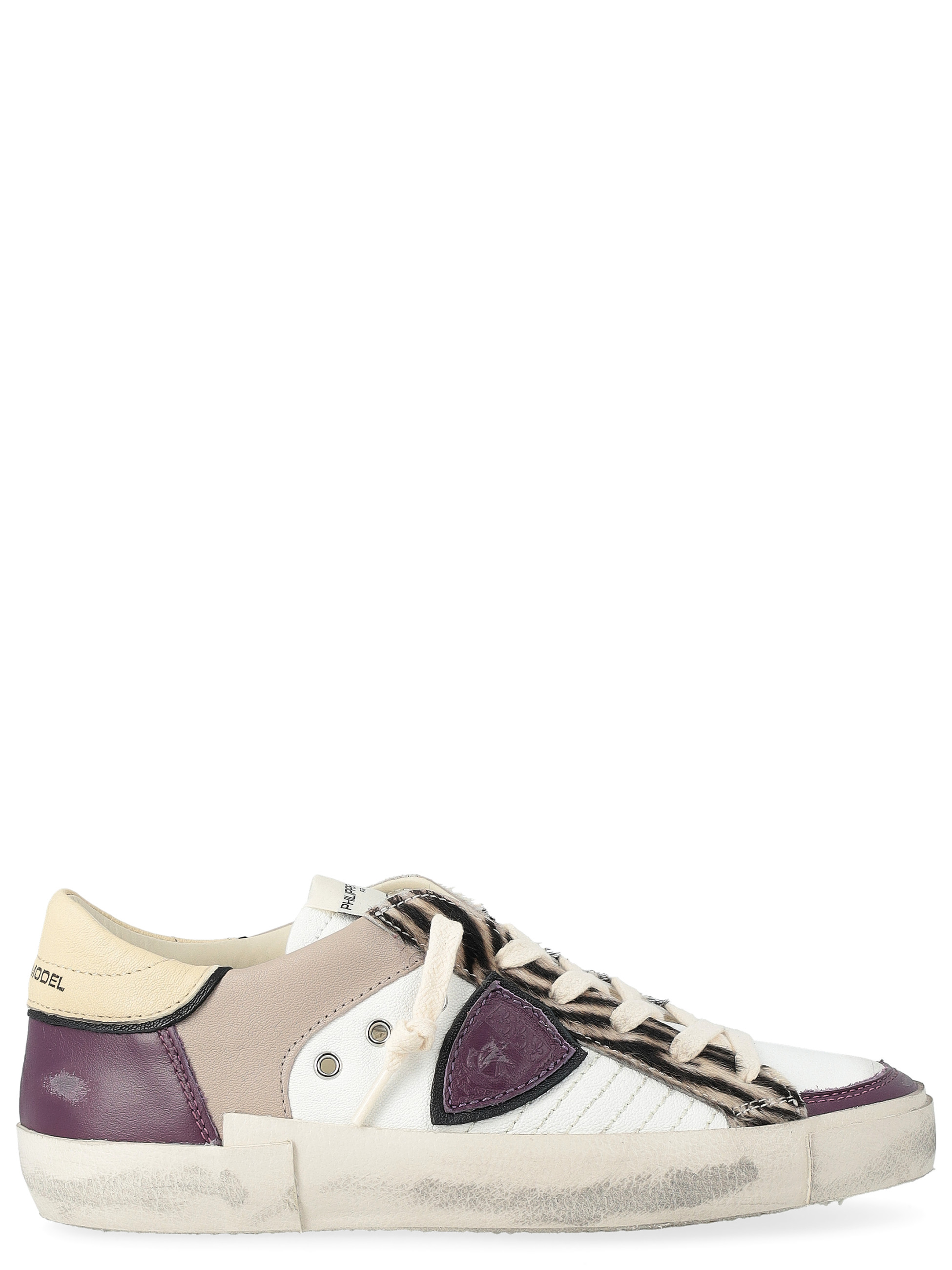 Zapatilla Philippe Model Prsx en piel blanca y morada Zapatilla Philippe Model Prsx en piel blanca y morada