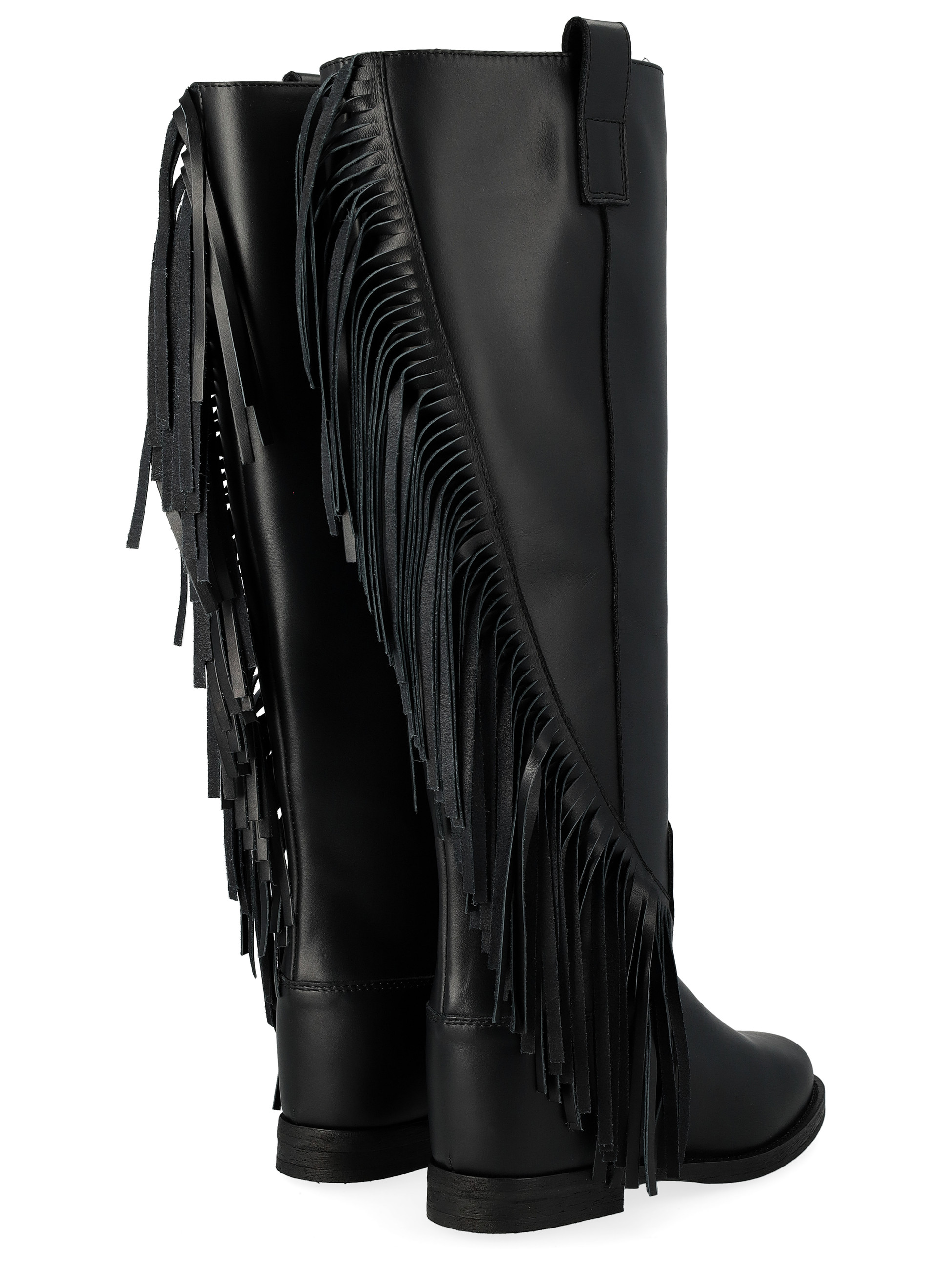 Stivale Via Roma 15 in pelle nero con frange H-Brands