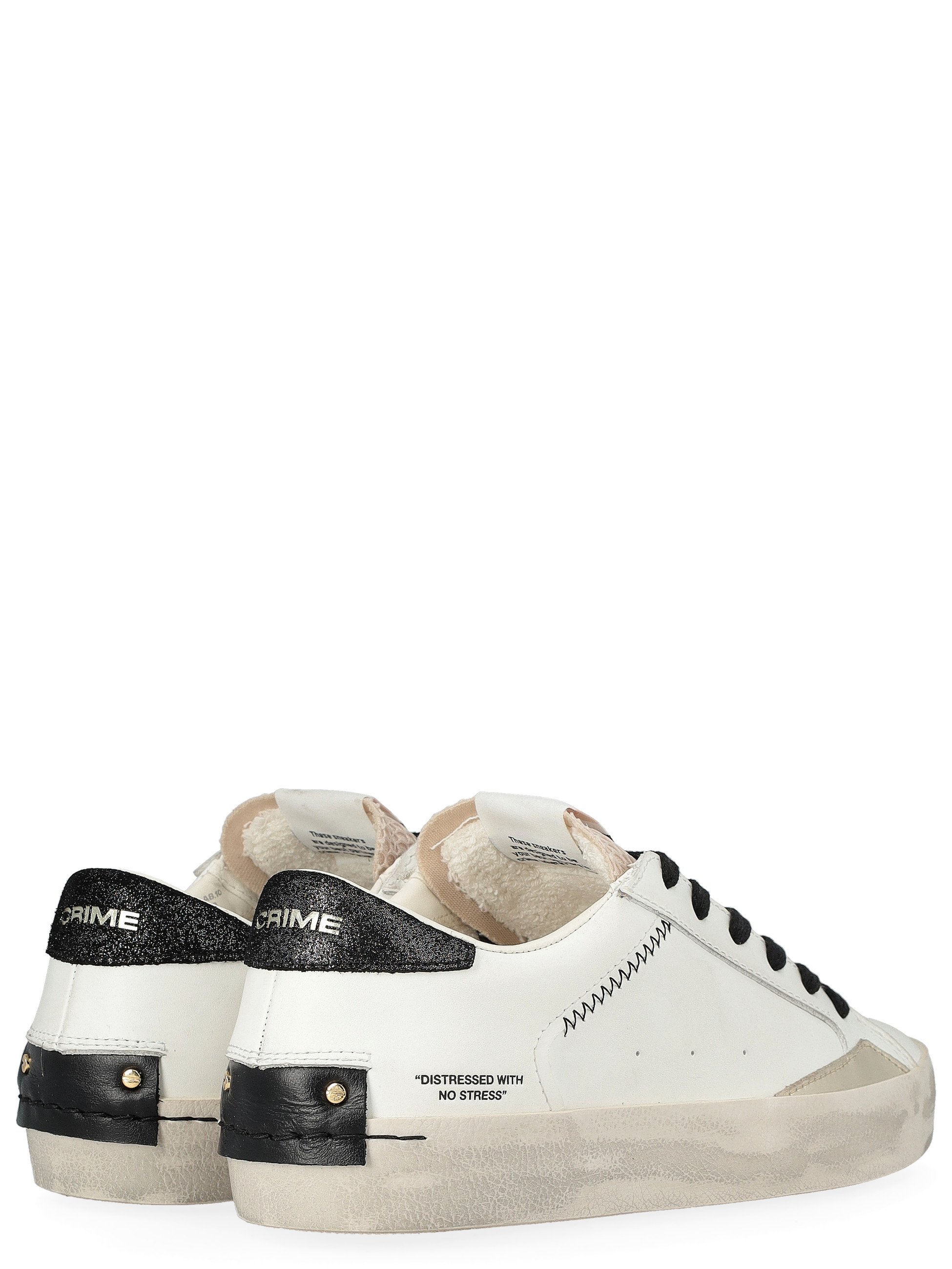 Sneaker Crime London Distressed Ivory Shadow in pelle bianca