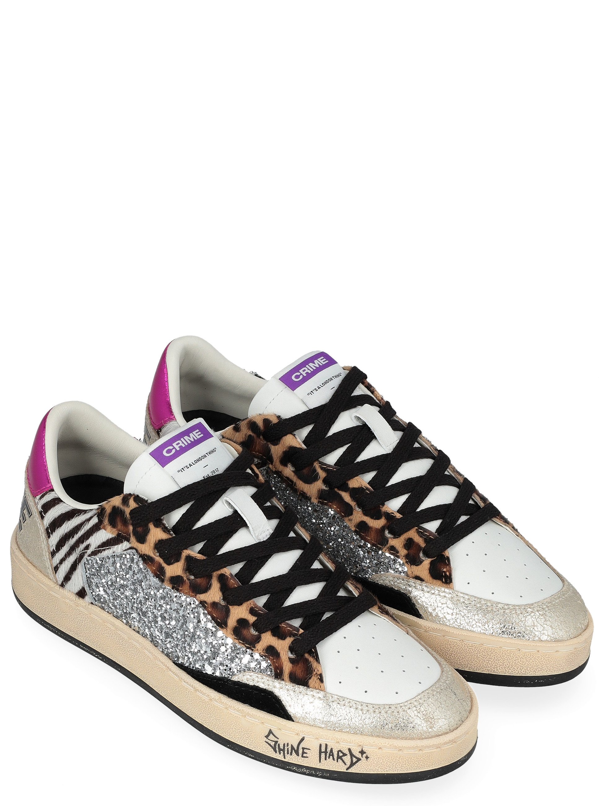 Crime London Jungle Fever Sneakers in White Leather | H-Brands