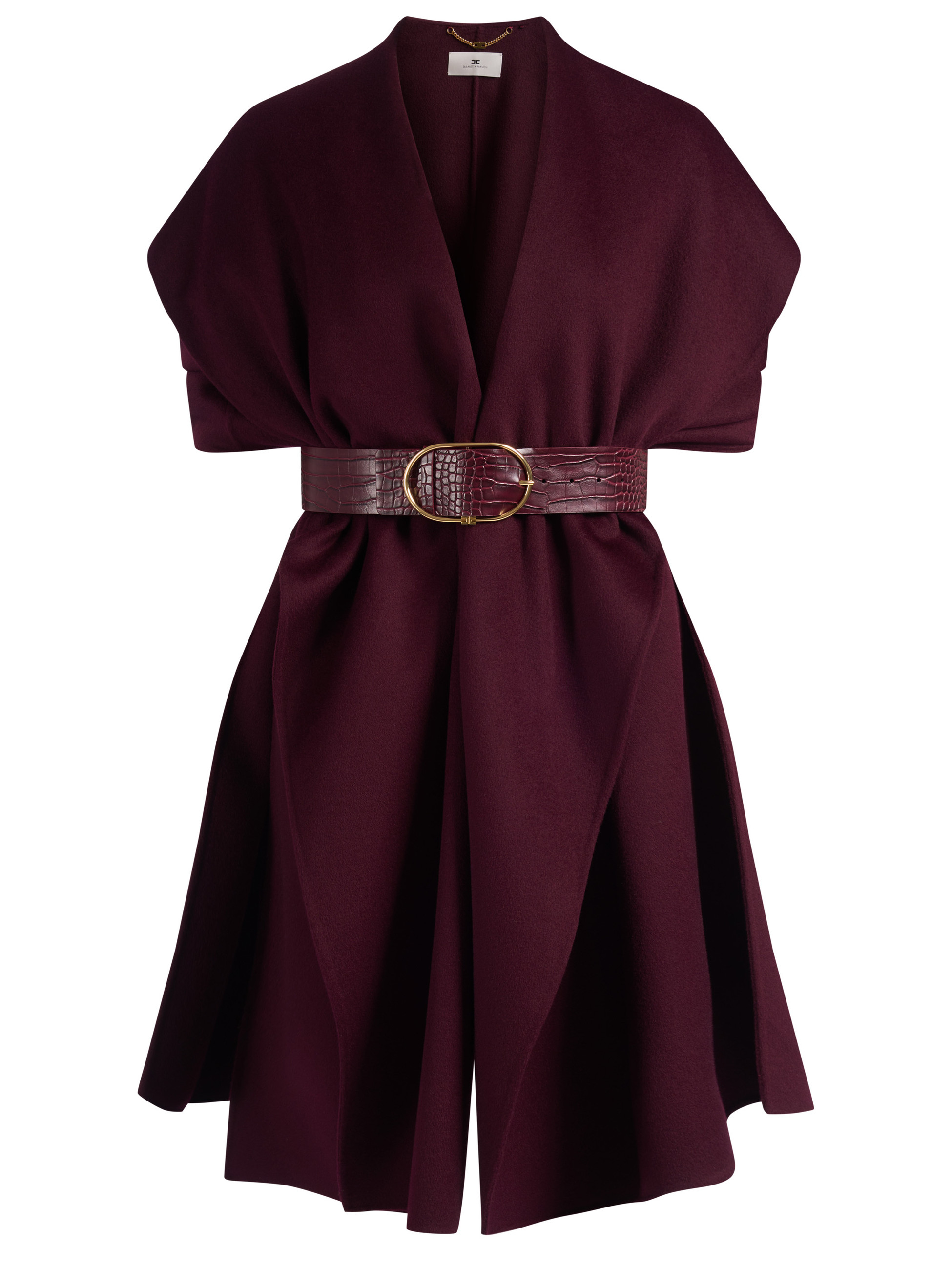 Elisabetta Franchi capa de lana merlot Elisabetta Franchi capa de lana merlot
