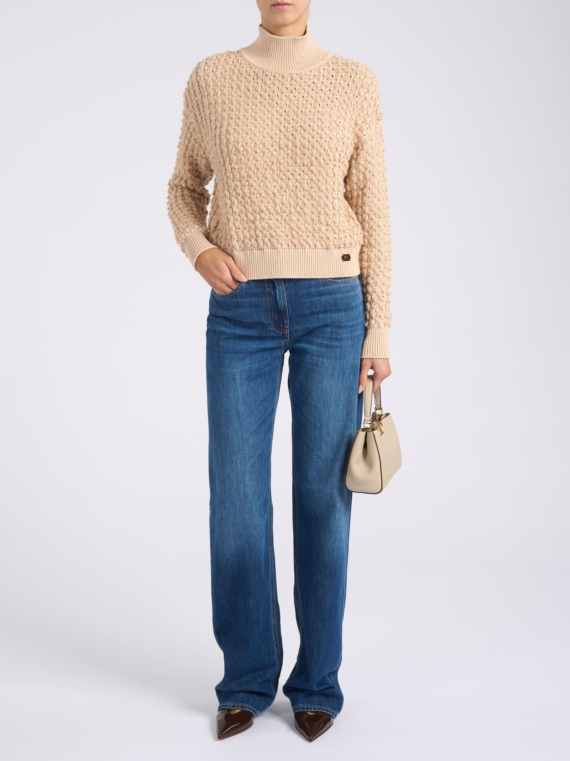ELISABETTA FRANCHI ロゴニットトップス38 ELISABETTA FRANCHI ロゴニットトップス38