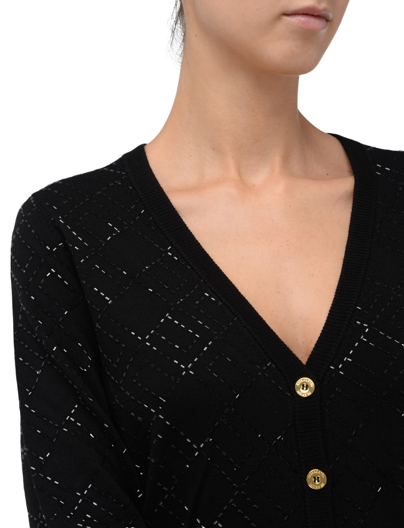 ELISABETTA FRANCHIカーディガン Elisabetta Franchi black Elisabetta Franchi cardigan with crystals
