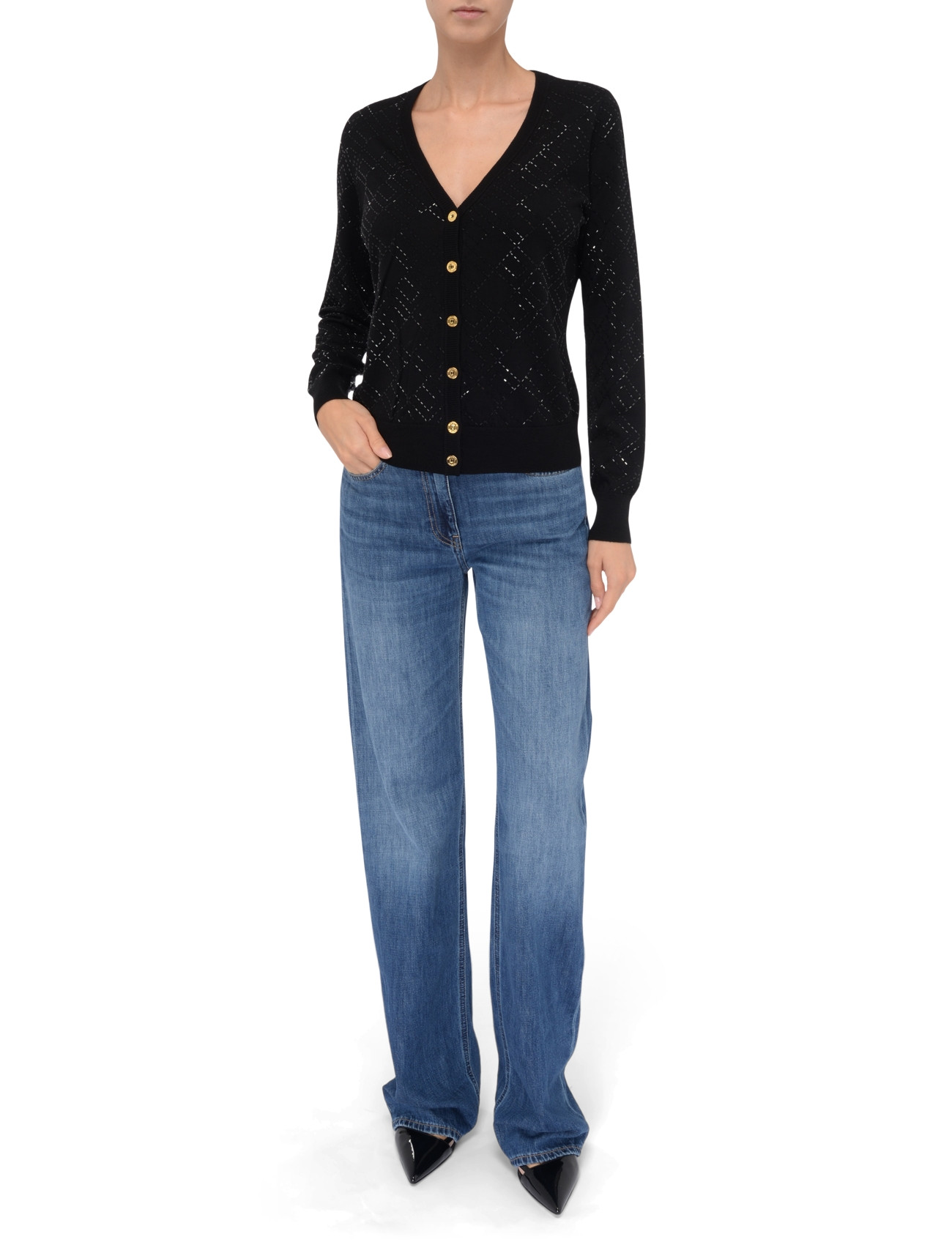 Elisabetta Franchi black Elisabetta Franchi cardigan with crystals