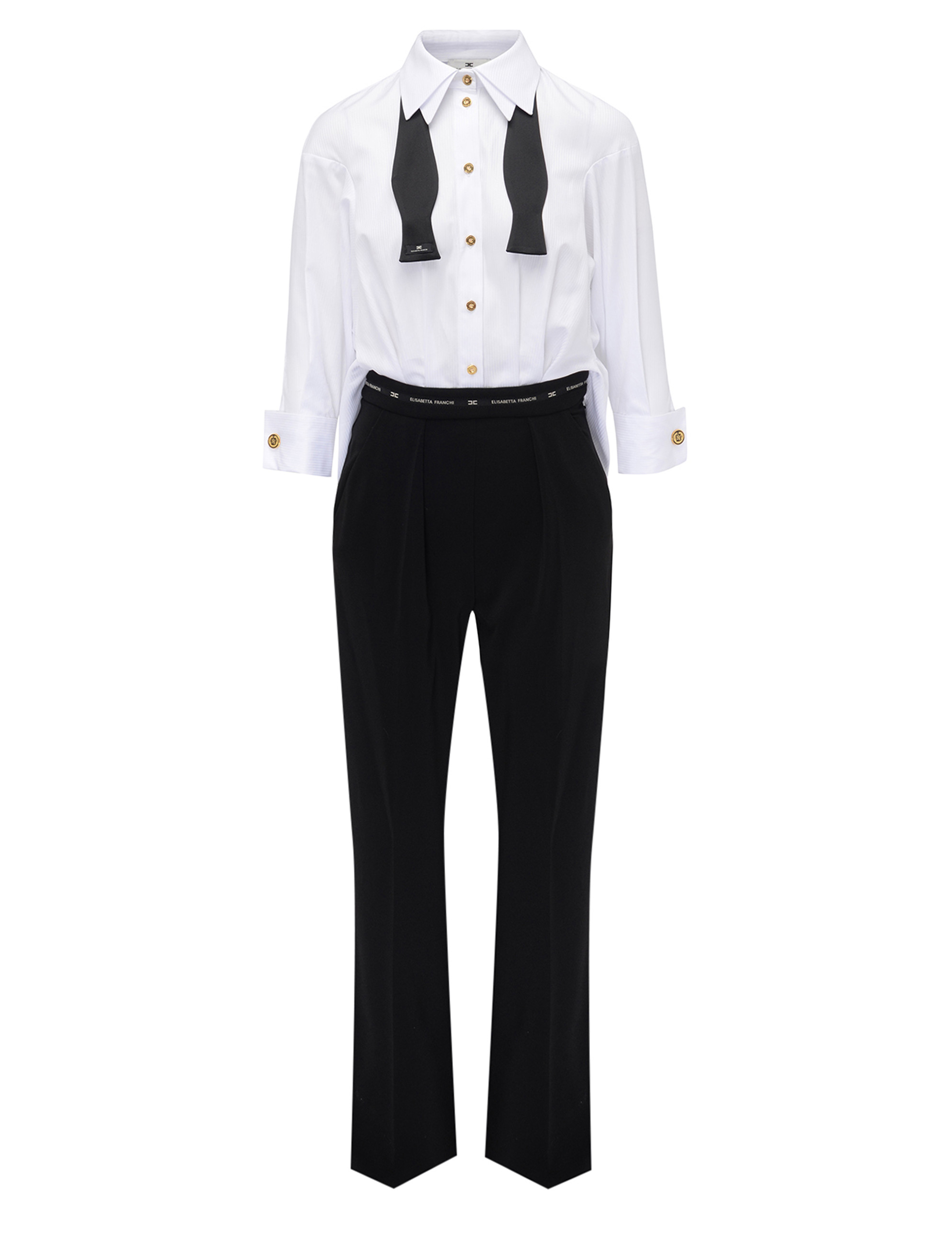 Elisabetta Franchi Jumpsuit  in black and white crepe