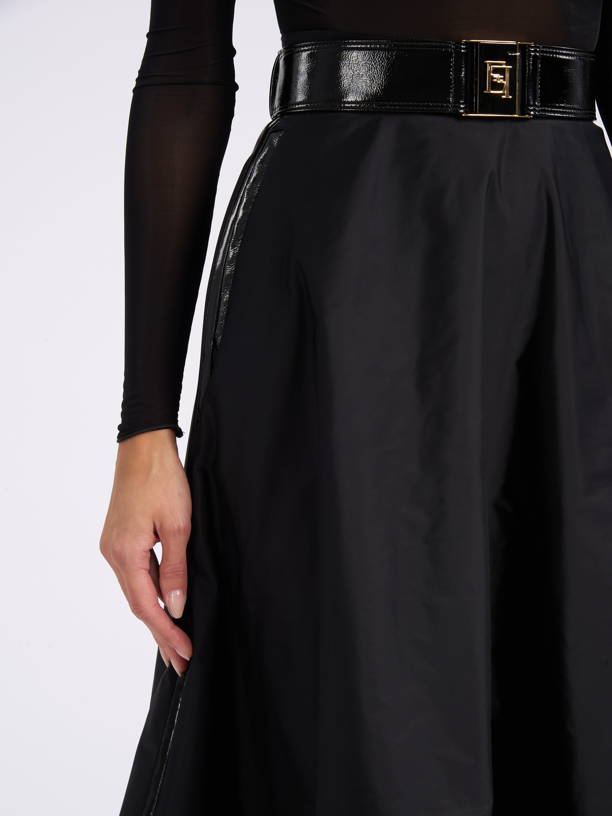 ELISABETTA FRANCHI フレアスカート ブラック Elisabetta Franchi skirt Elisabetta Franchi black voile | H-Brands