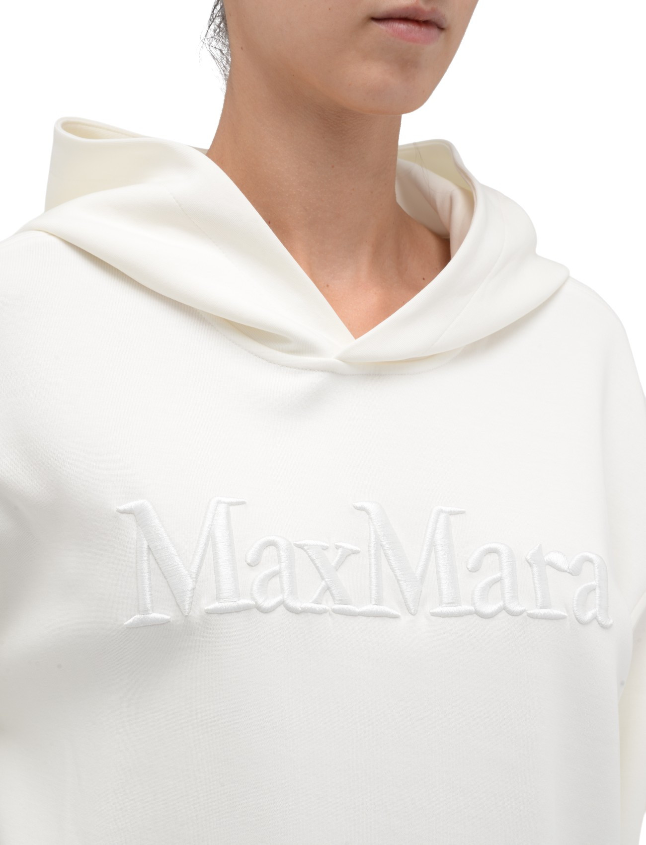 Max Mara コットンジャージーフーディ White M S Max Mara White Jersey Hoodie | H-Brands
