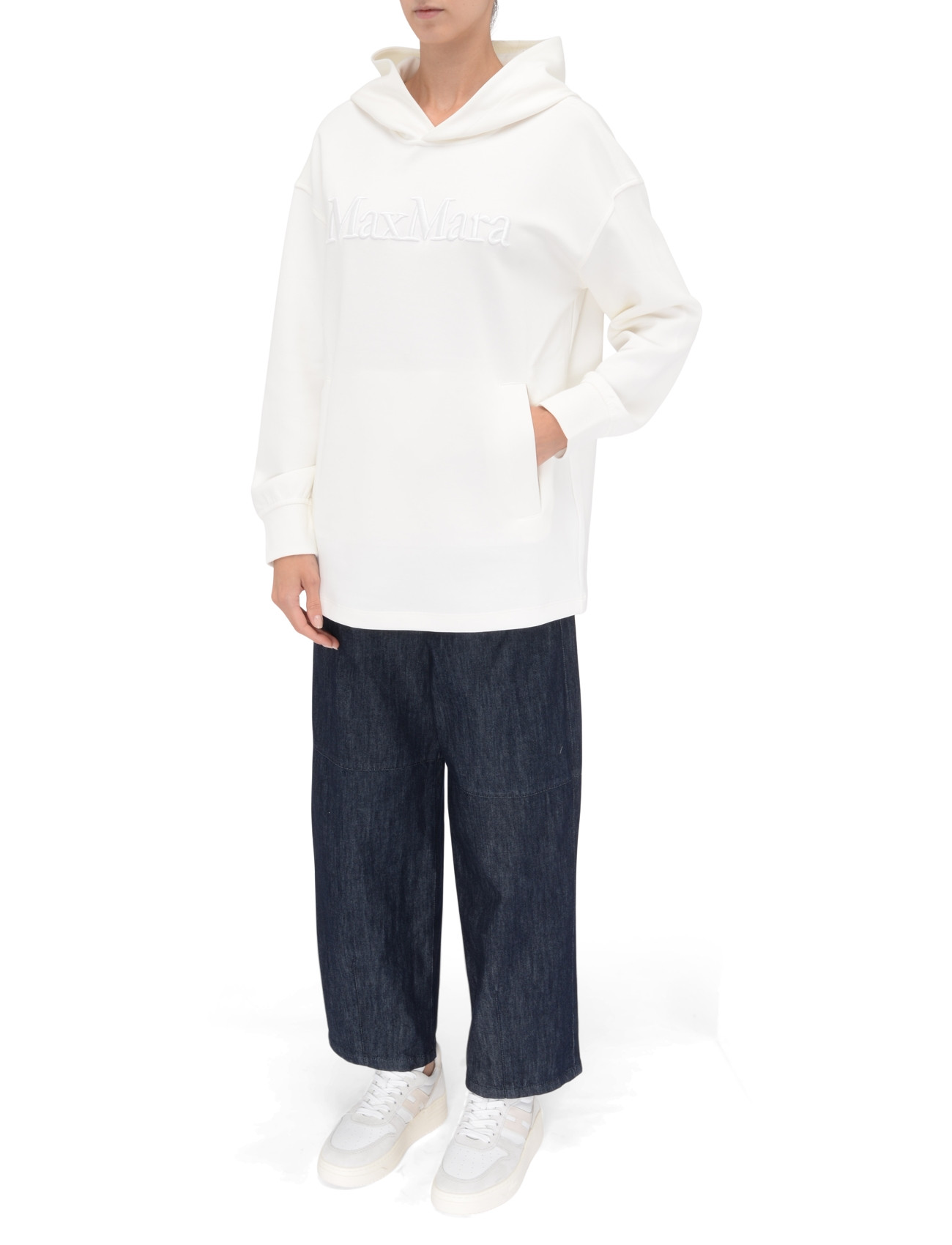 S Max Mara White Jersey Hoodie | H-Brands