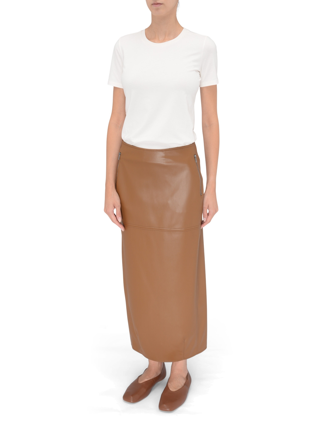 Max Mara MM skirt in brown vegan leather | H-Brands