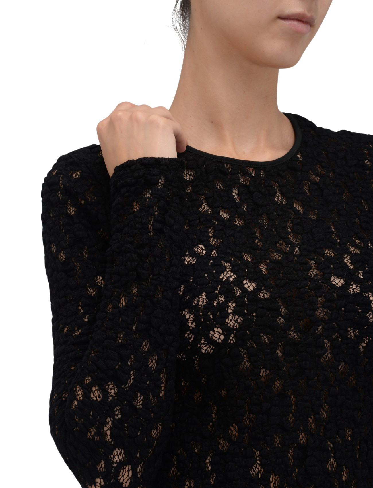 Max Mara Studio Sweater in Black Cloqué Lace | H-Brands