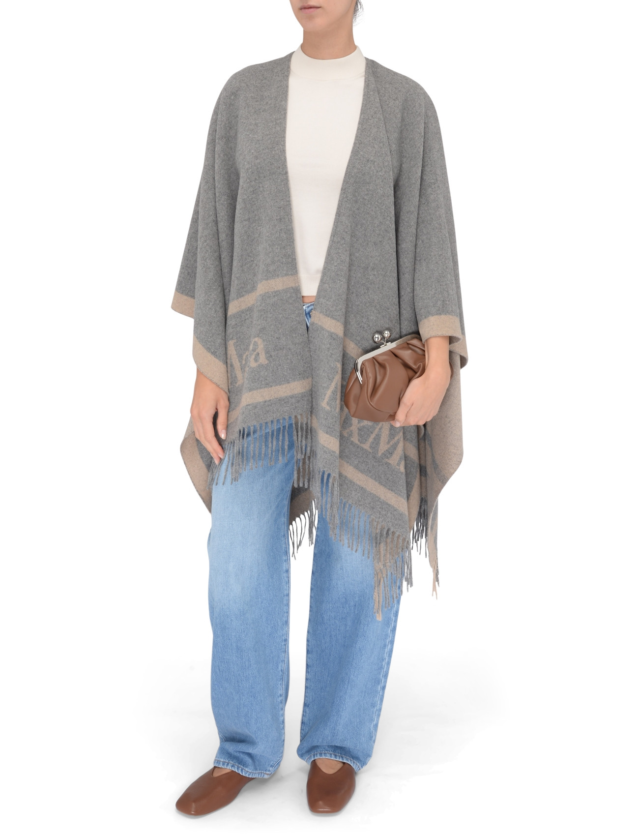 Max Mara Studio poncho in gray wool | H-Brands