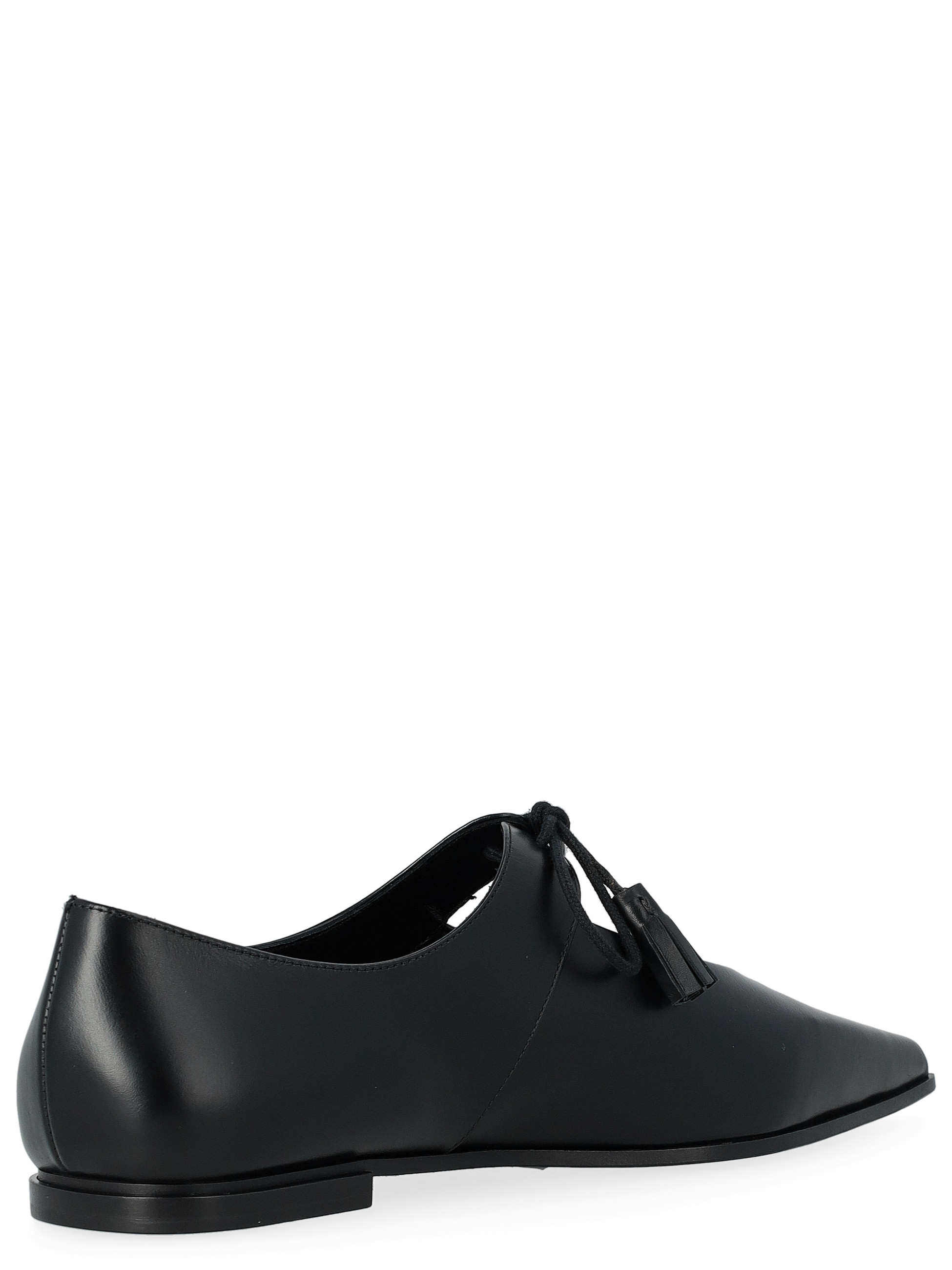 Max Mara Black Leather Lace-Up Flats | H-Brands