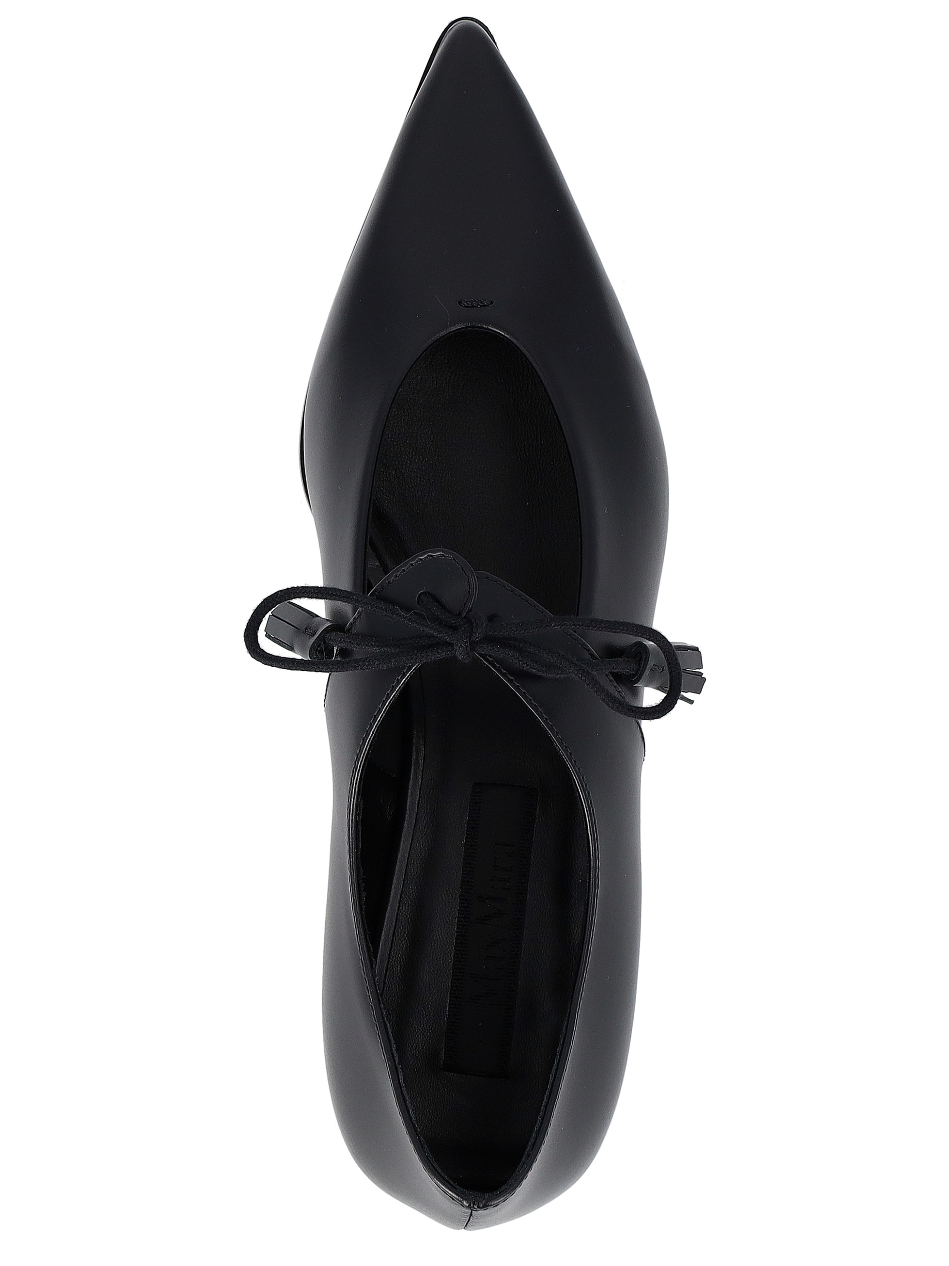 Max Mara Black Leather Lace-Up Flats | H-Brands