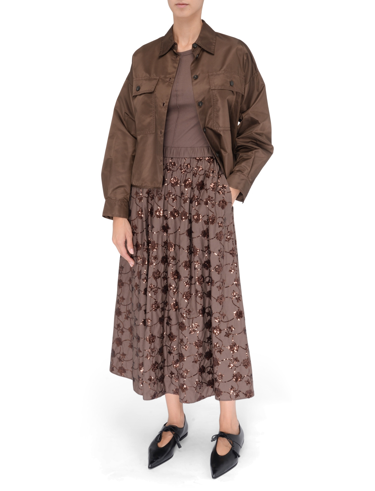 Weekend Max Mara shirt in chocolate-colored twill | H-Brands