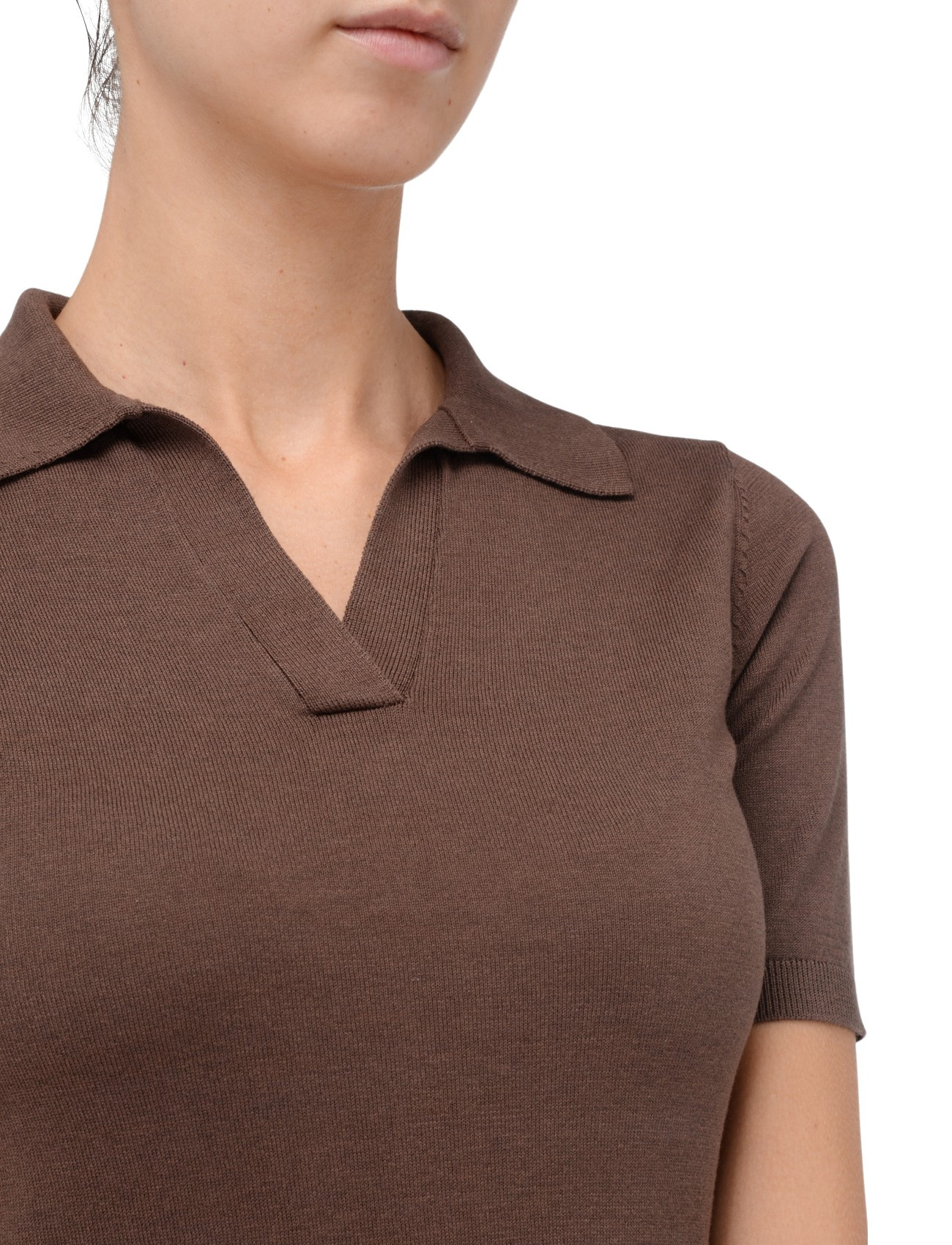 Weekend Max Mara Polo Shirt in Chocolate-Colored Silk and Cotton