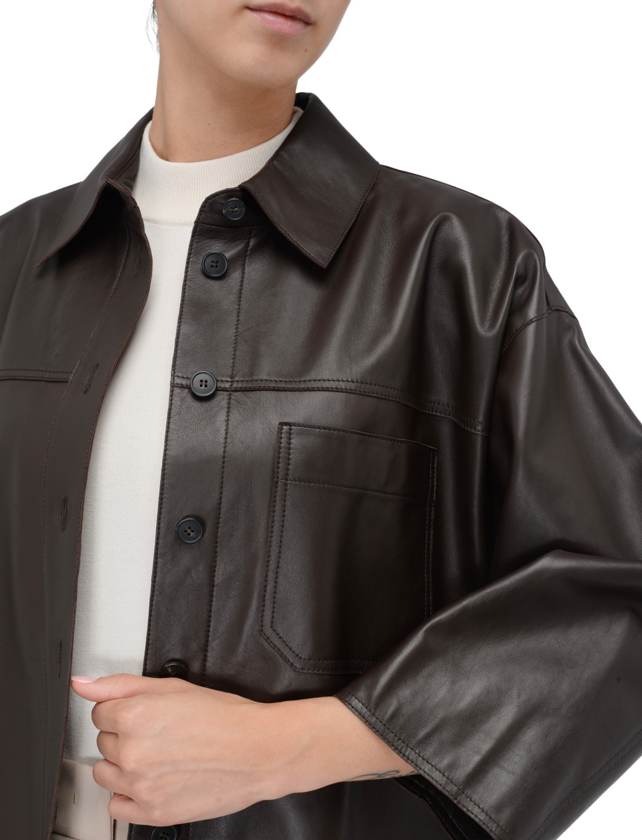 Weekend Max Mara Jacket in Chocolate-Colored Nappa Leather | H-Brands